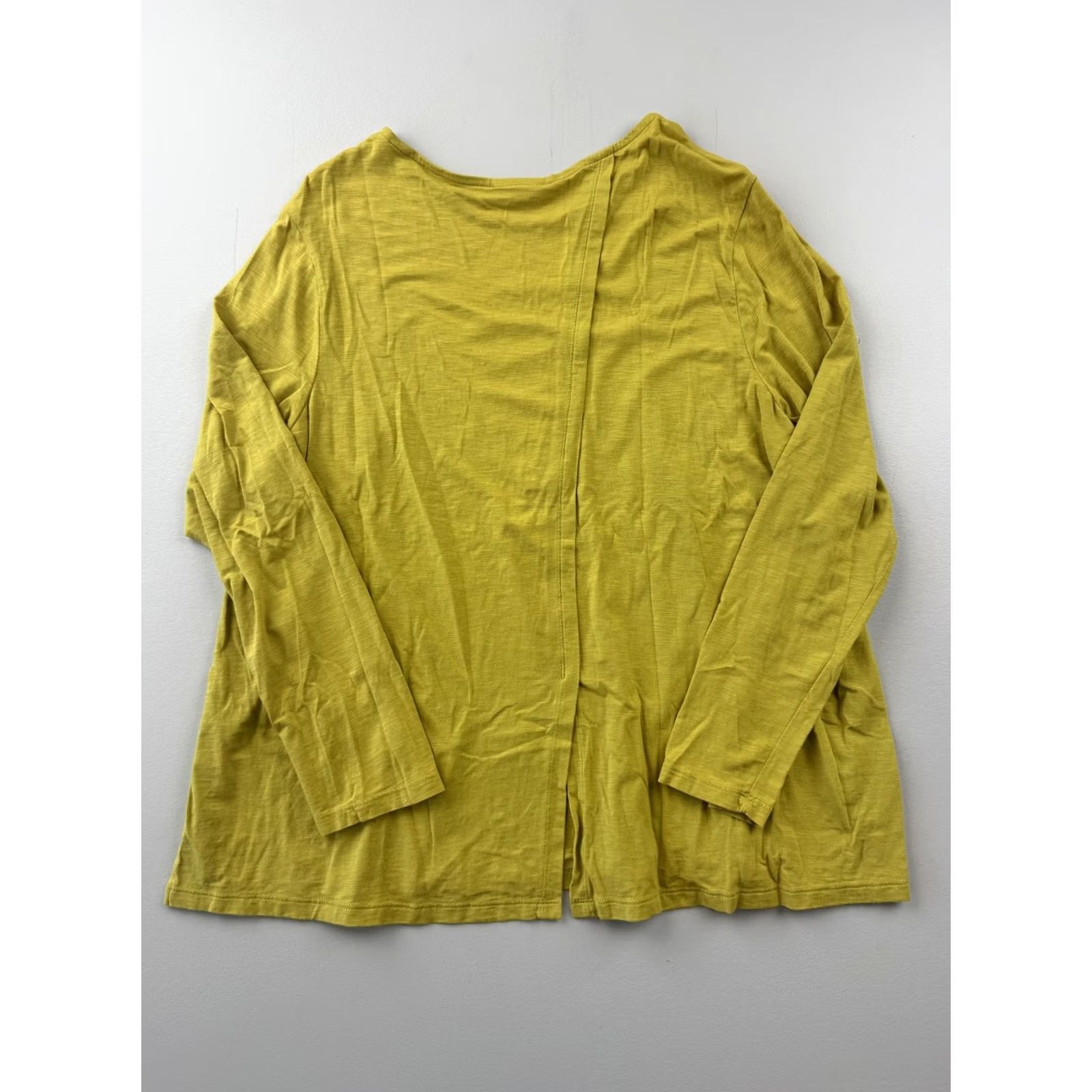 J. Jill J. Jill Shirt Womens 1X Yellow Scoop Neck Long Sleeve Lightweight Tunic Top Size XL / US 12-14 / IT 48-50 - 2 Thumbnail