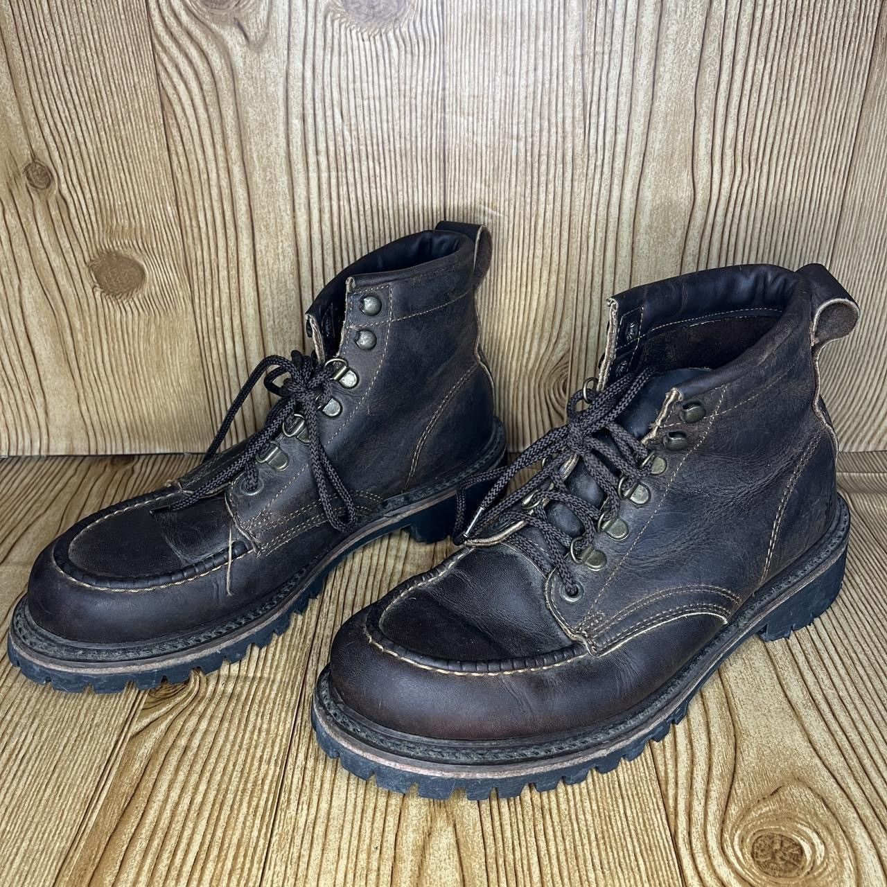 Frye Frye dark brown chunky lug moc toe lace up leather boots Size US 7.5 / EU 40-41 - 1 Thumbnail