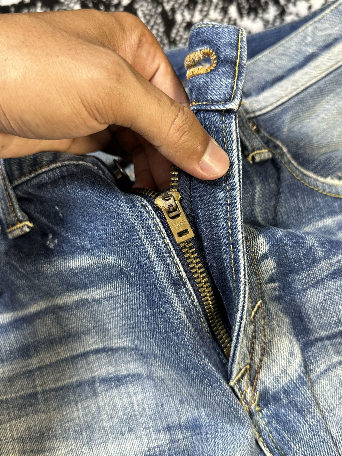 Sugar Cane 2000s Edwin Blue Trip Mud Wash Jeans Size US 33 - 7 Thumbnail