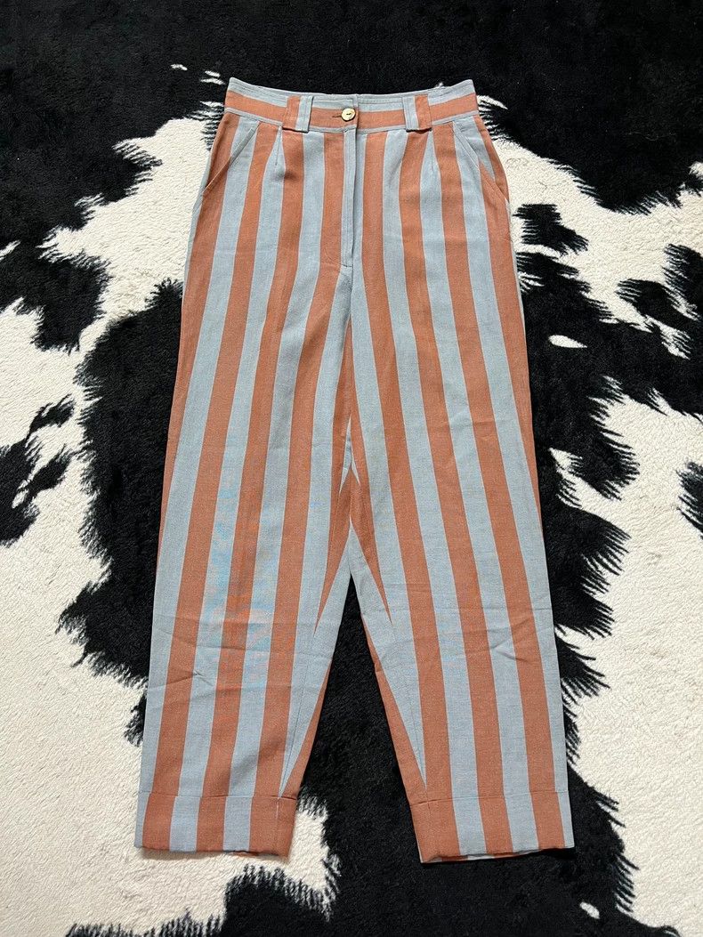 Kenzo KENZO Striped patchy seven-eighths pants Y2K Size 24" / US 00 / IT 34 - 2 Thumbnail