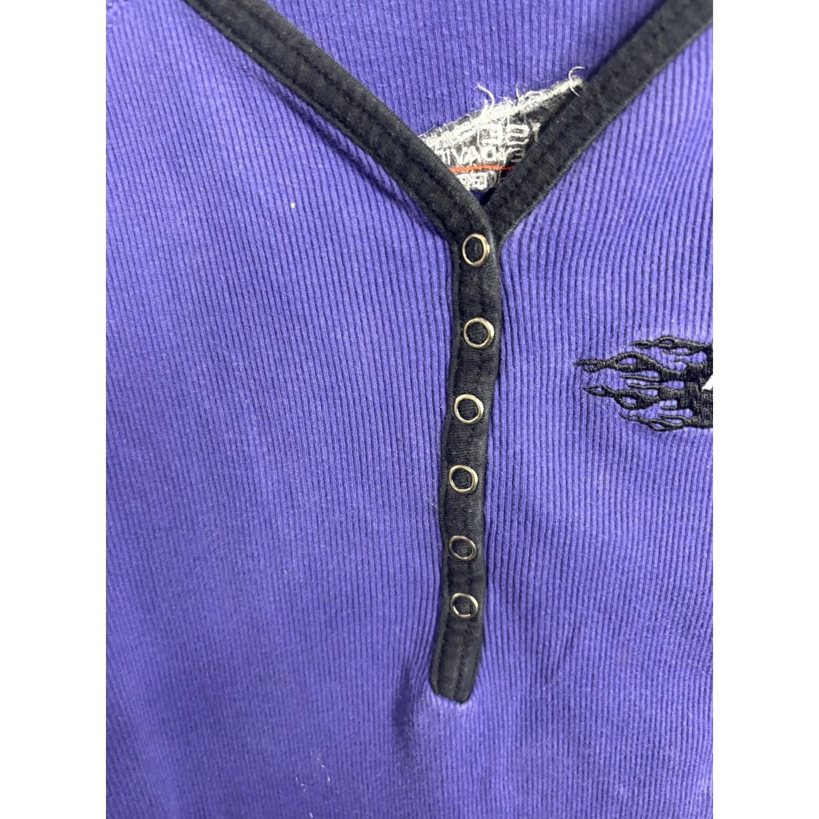 Harley Davidson Harley-Davidson Shirt Womens Small Purple Embroidered Long Sleeve Henley Waffle Knit Raglan Thermal Tests/HD Logo Size S / US 4 / IT 40 - 3 Thumbnail