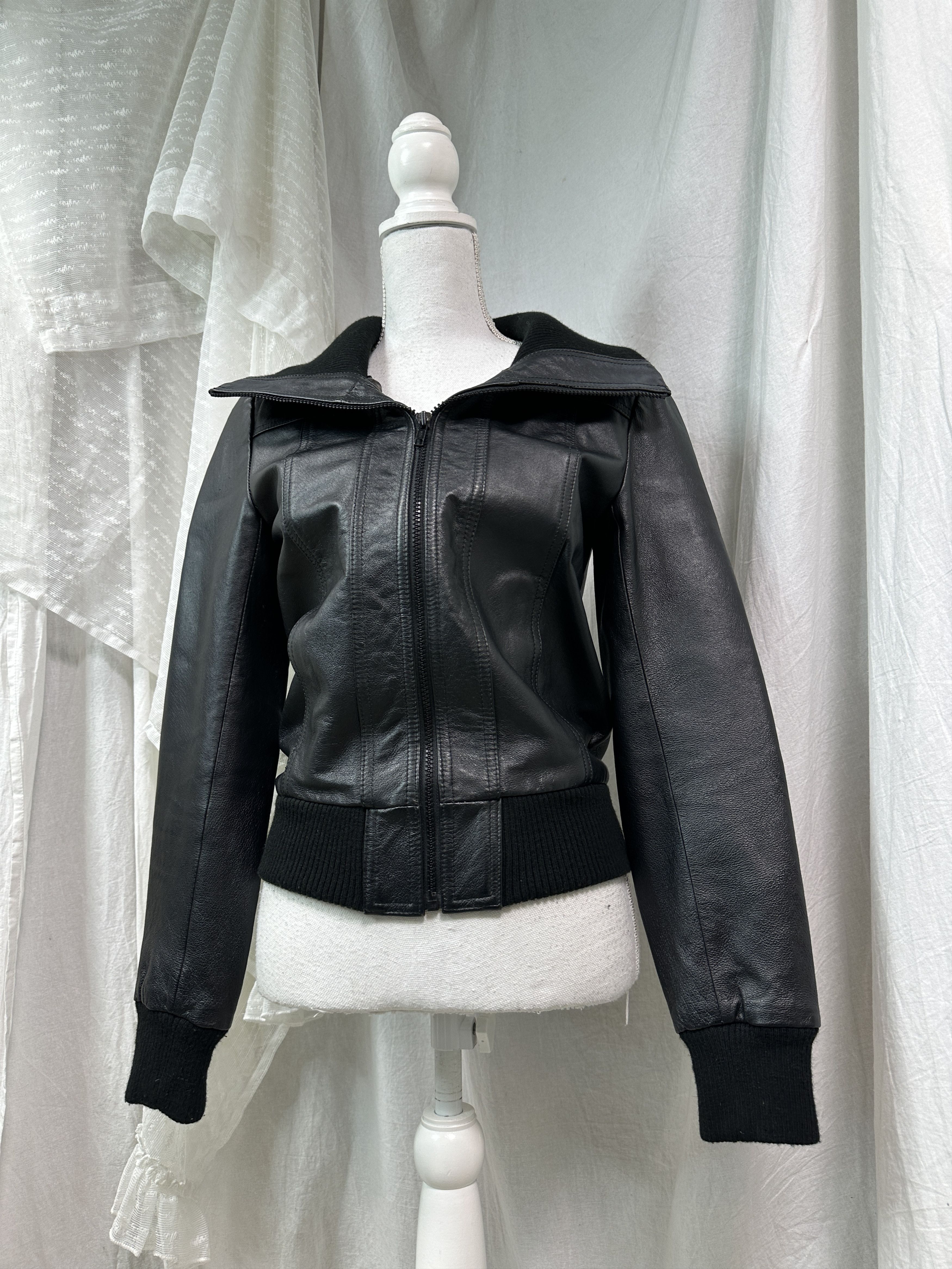 Vintage Vintage Leather Biker Moto Fitted Grunge Jacket 00s Size US S / EU 44-46 / 1 - 7 Thumbnail