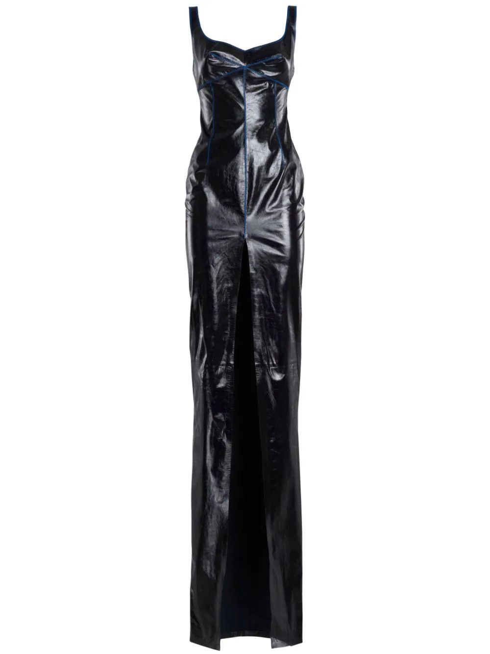 image of Marni O1W1Db10524 Slit Leather Dress In Black, Women's (Size XL)