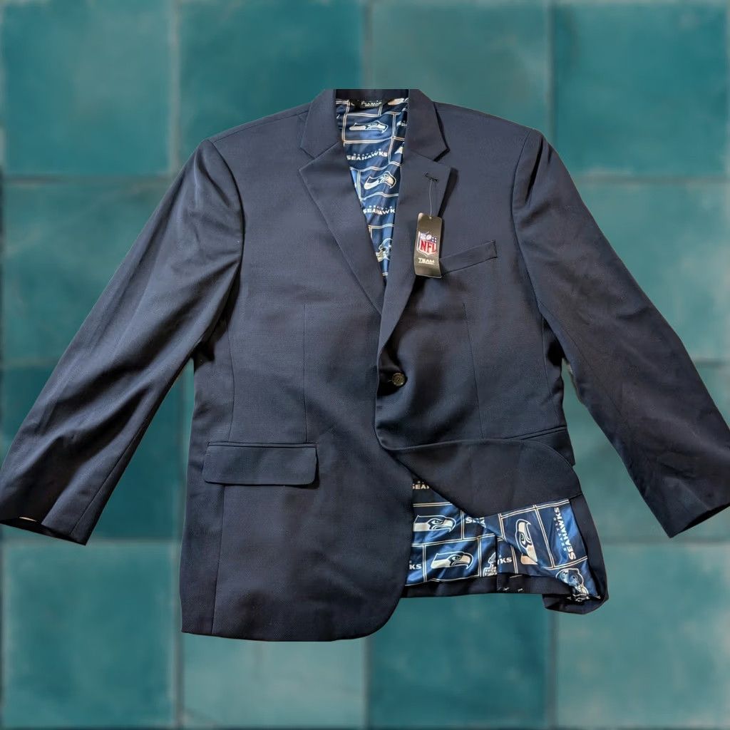 Jos. A. Bank Jos. A. Bank Blazer Jacket Sport Coat NFL Seattle Seahawks Navy Blue Men's 46R Blazer Men 46R Navy Blue Seattle Seahawks - Vintage: No Size 46R - 1 Thumbnail