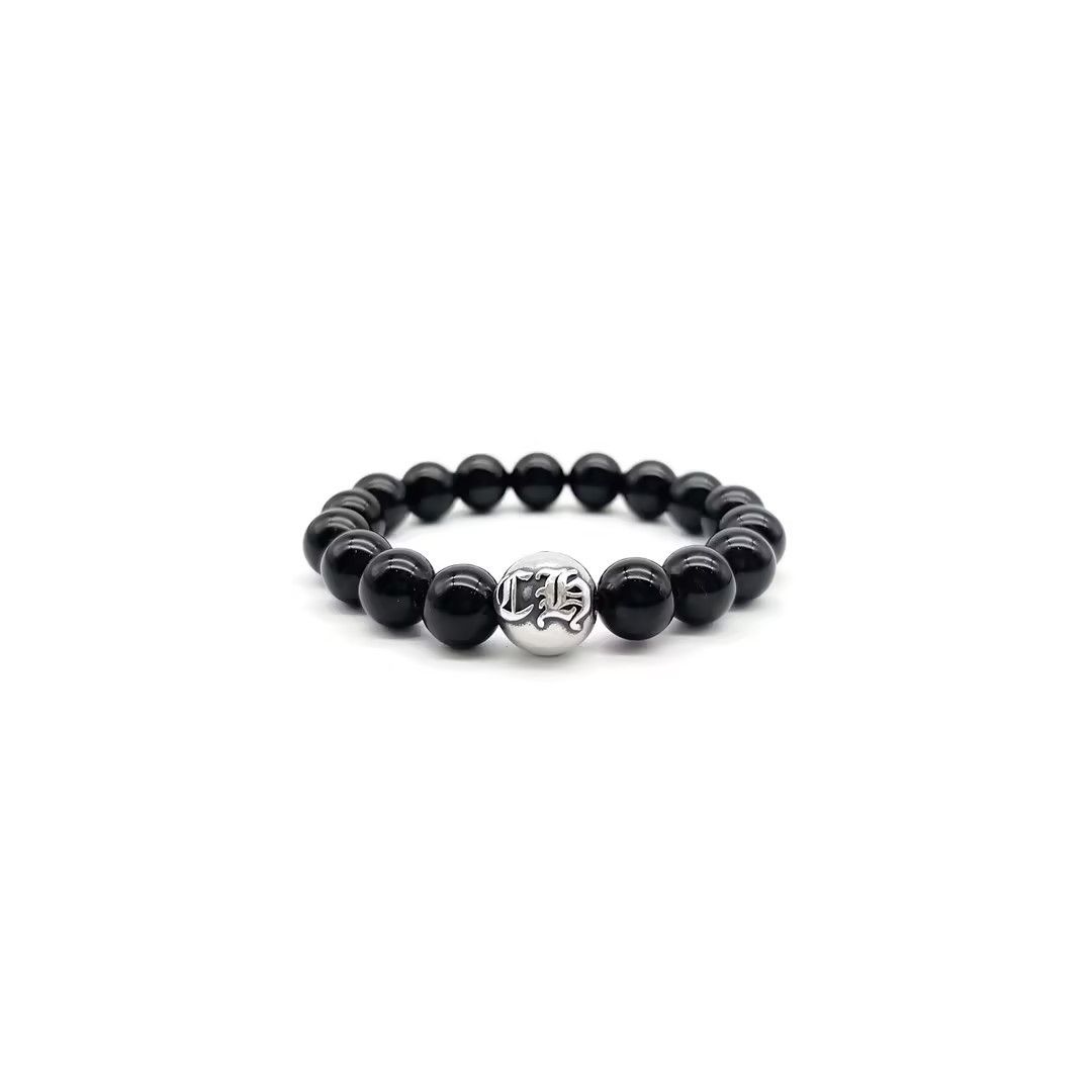 Chrome Hearts Chrome Hearts 10mm Black Single Silver Bead Cross Bracelet Size ONE SIZE - 2 Thumbnail