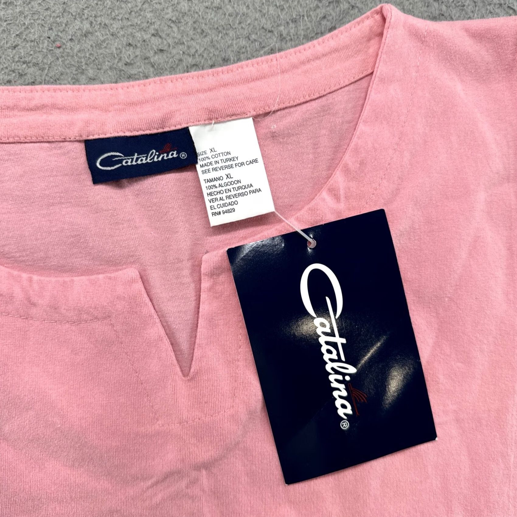 Catalina VINTAGE Catalina Women’s Pink 100% Cotton Sleeveless Tank Top XL Shirt, V Neck, Round Neck, Pullover, Basic Retro Size XL / US 12-14 / IT 48-50 - 2 Thumbnail
