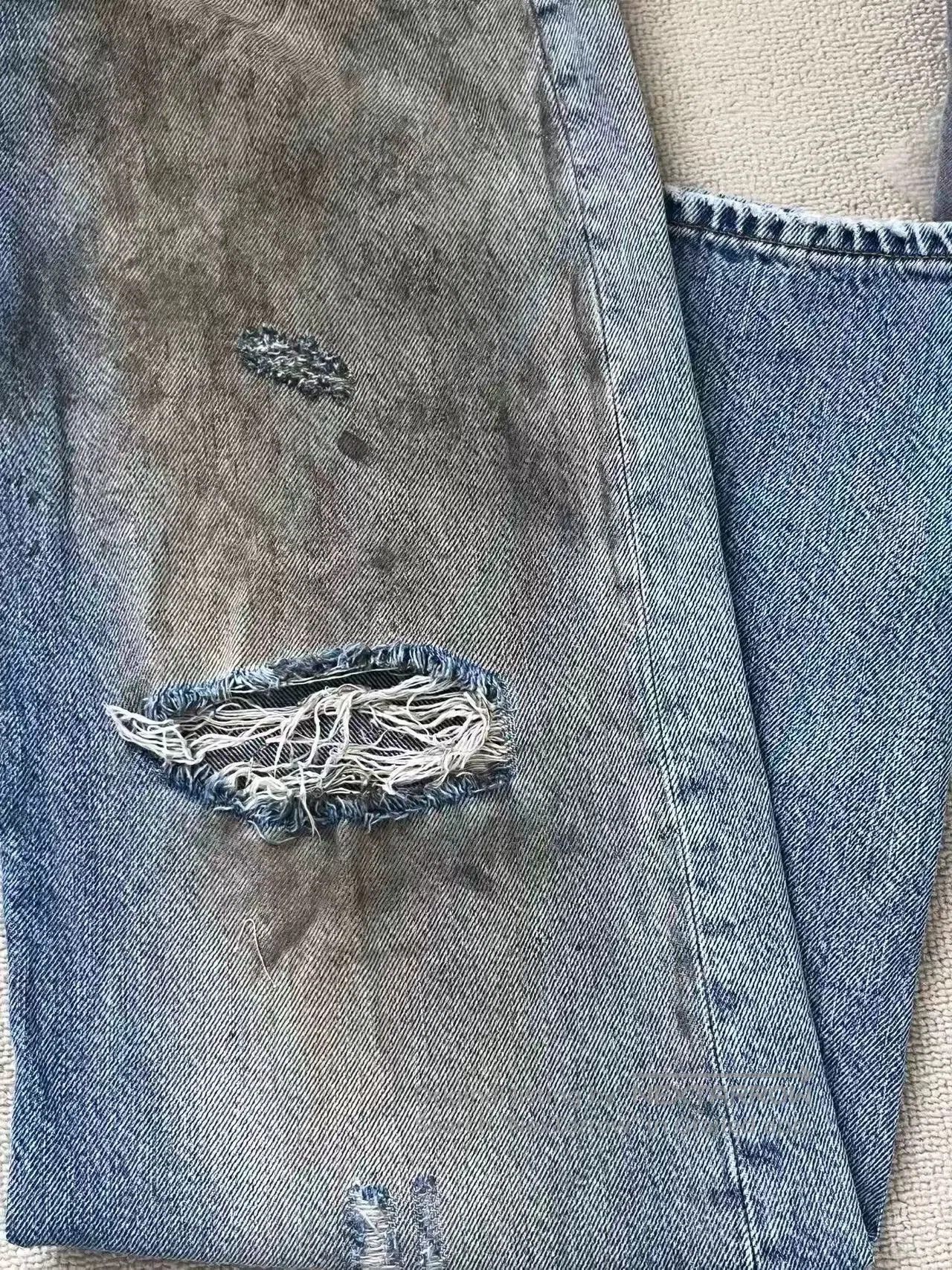 Acne Studios Acne Studios Distressed Loose Straight Leg Jeans. Size US 26 / EU 42 - 3 Thumbnail