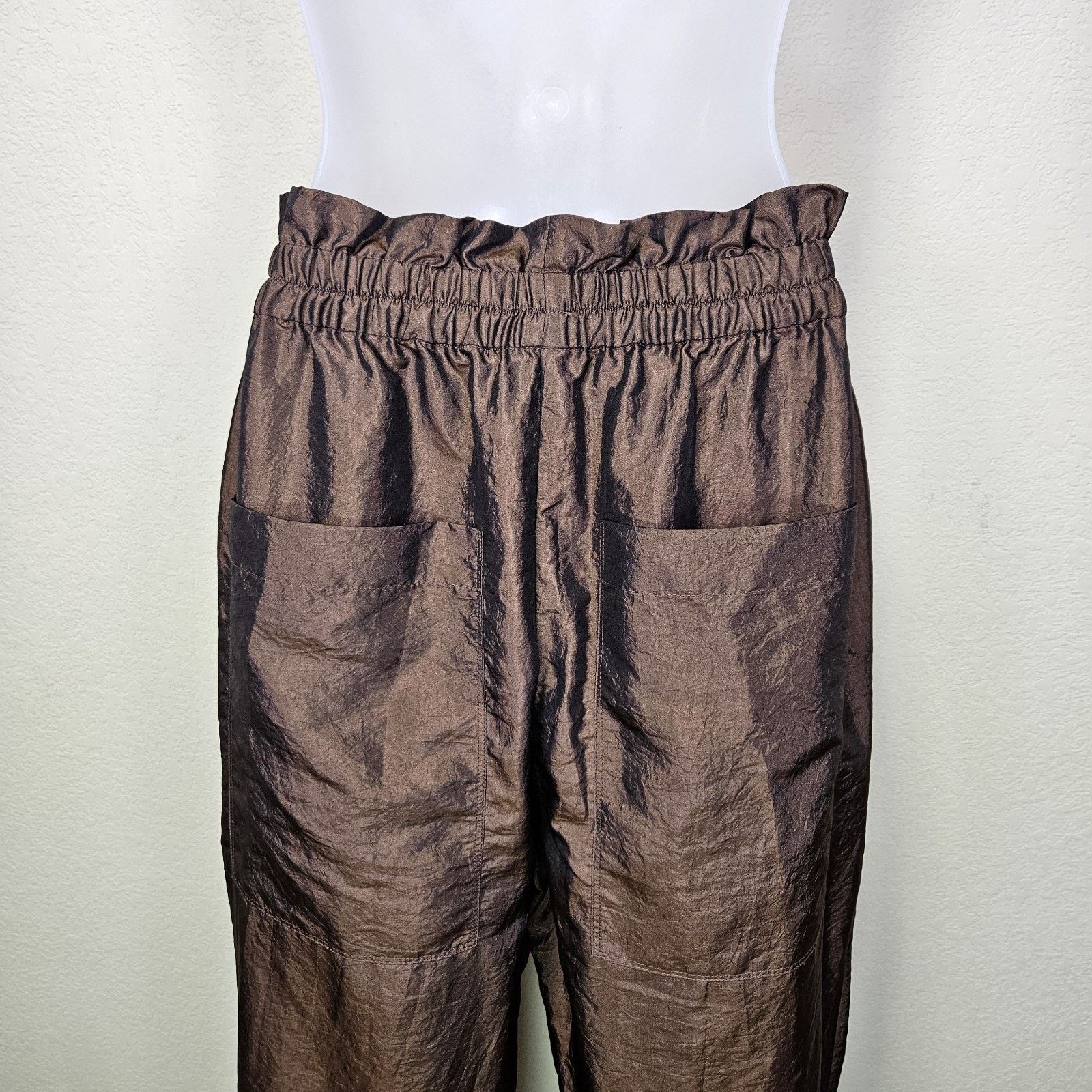 Tibi TIBI Crispy Nylon Felix Jogger Metallic Brown Oversize Baggy Size 27" / US 4 / IT 40 - 8 Thumbnail