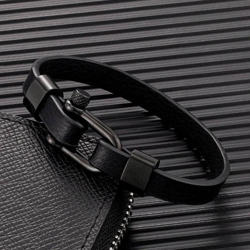 Other U shape Leather Bracelet Screw Shackle Cuff Gift For Him Size ONE SIZE - 5 Thumbnail