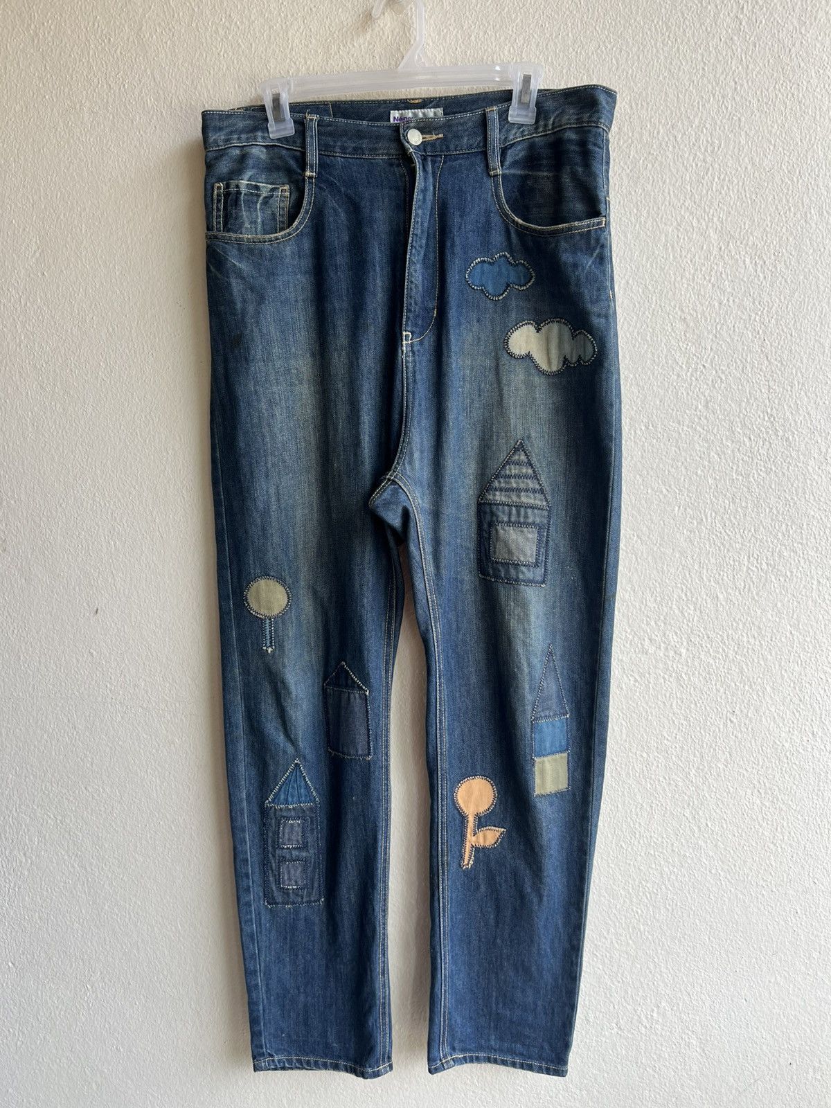 Issey Miyake Dirty Mud Stains Denim Ne-net Drop Crotch Patchwork Jeans Size US 32 / EU 48 - 2 Thumbnail