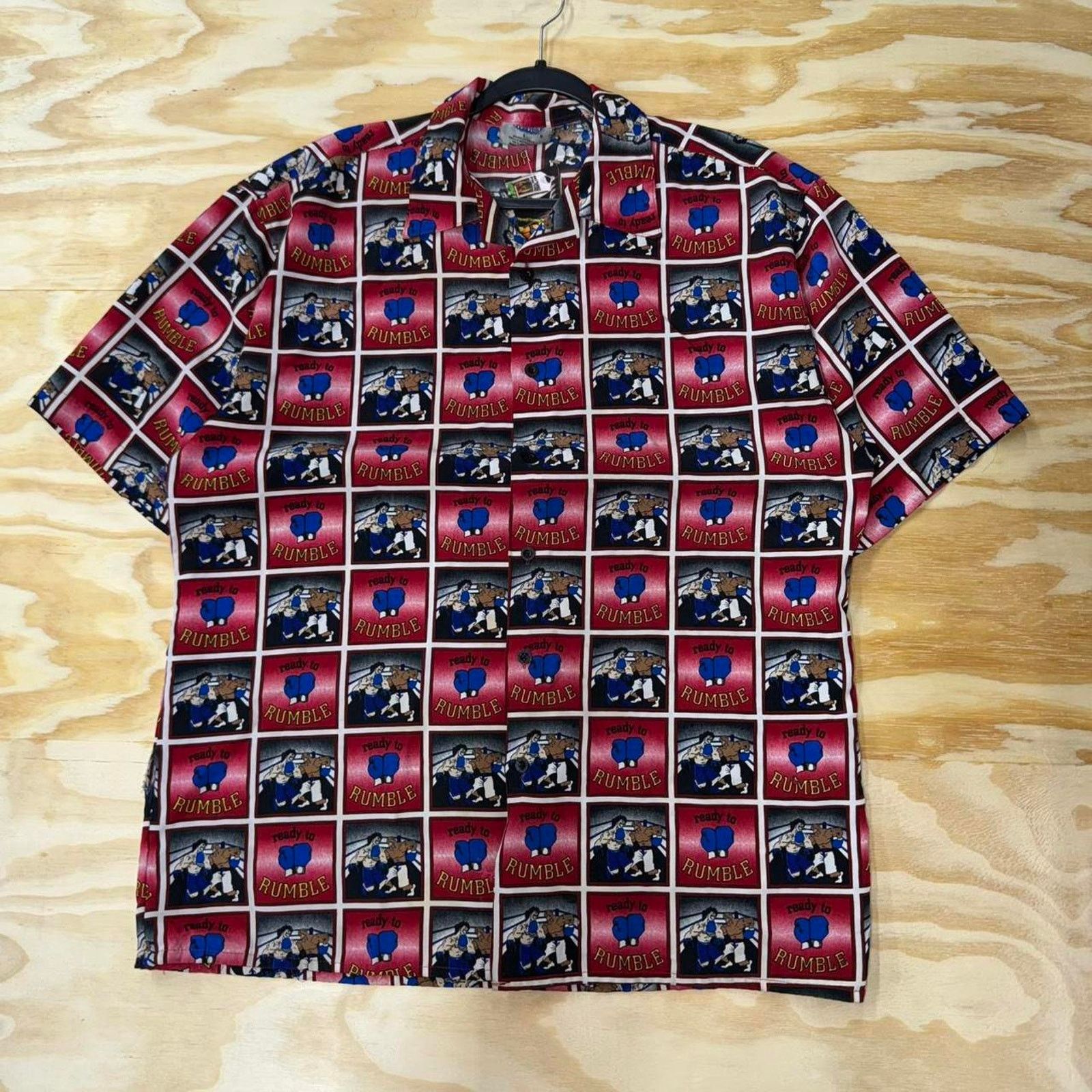 Vintage Vintage y2k buda bean brooklyn AOP fight button up t-shirt Size US L / EU 52-54 / 3 - 1 Thumbnail
