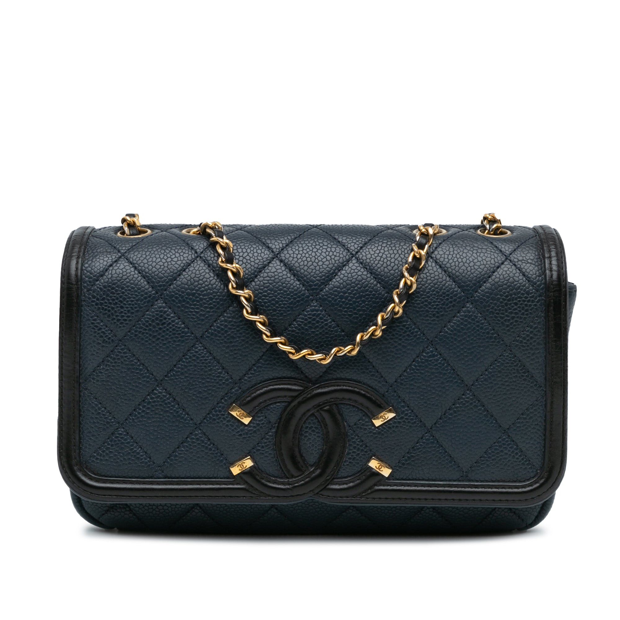 Chanel Chanel Small Bicolor Caviar CC Filigree Flap Blue Size ONE SIZE - 1 Thumbnail