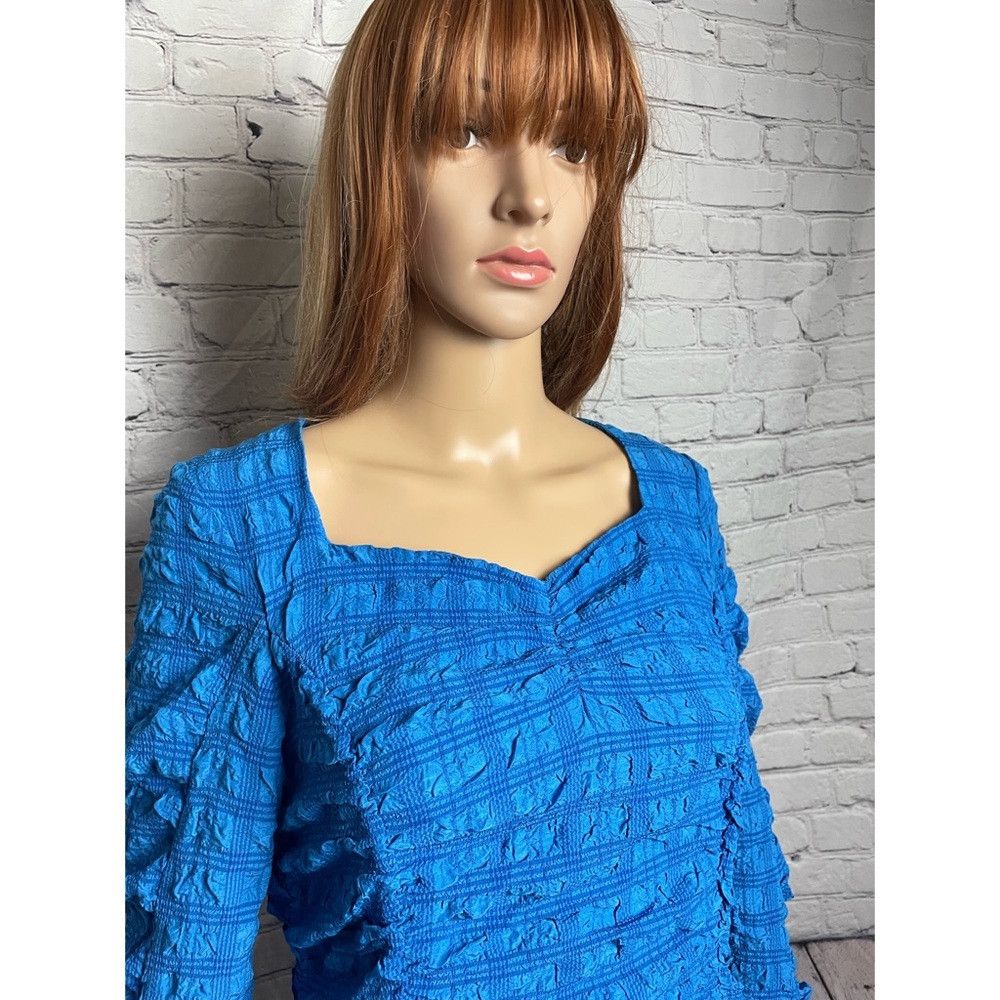 Zara NWT Zara Textured Blue Anne Dress Stretch Fitted Long Sleev Size L / US 10 / IT 46 - 4 Thumbnail