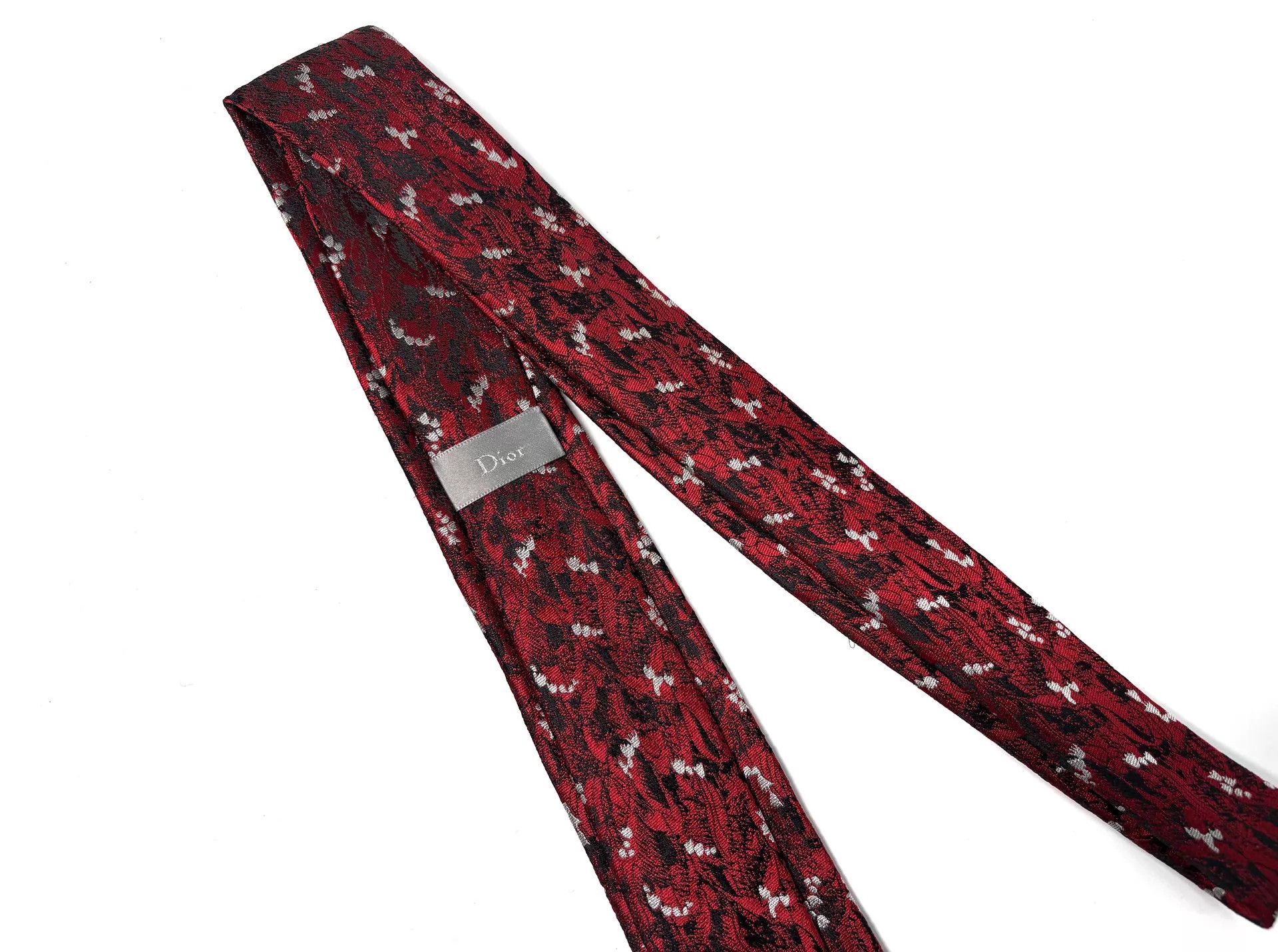 Dior Dior Homme 17SS Black & Red Painted Lily Tie Size ONE SIZE - 4 Thumbnail