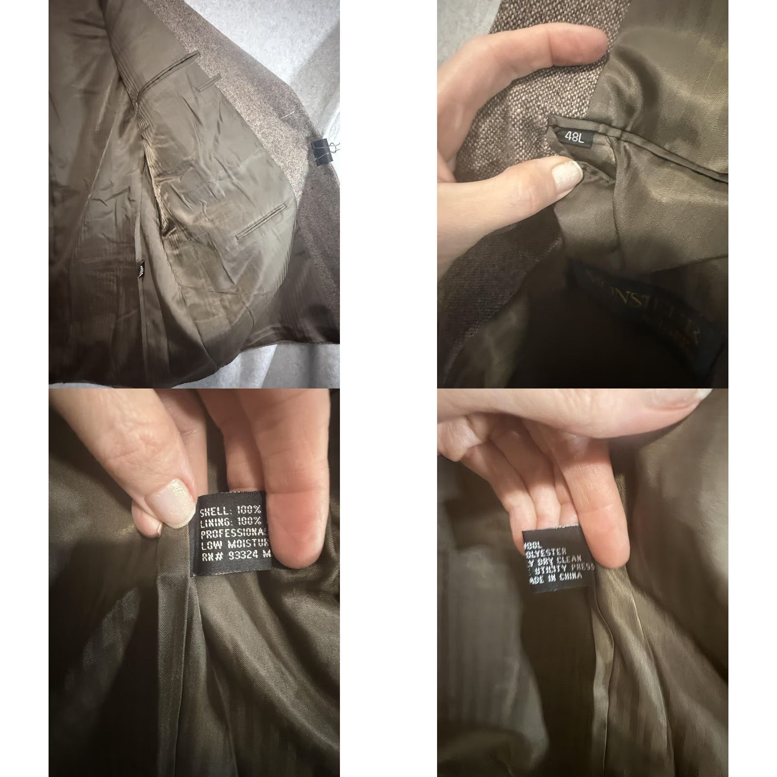 Vintage VINTAGE Monsieur Adolfo Blazer Sport Coat Mens 48L Brown Polyester Tweed Long Jacket Size 48R - 8 Thumbnail