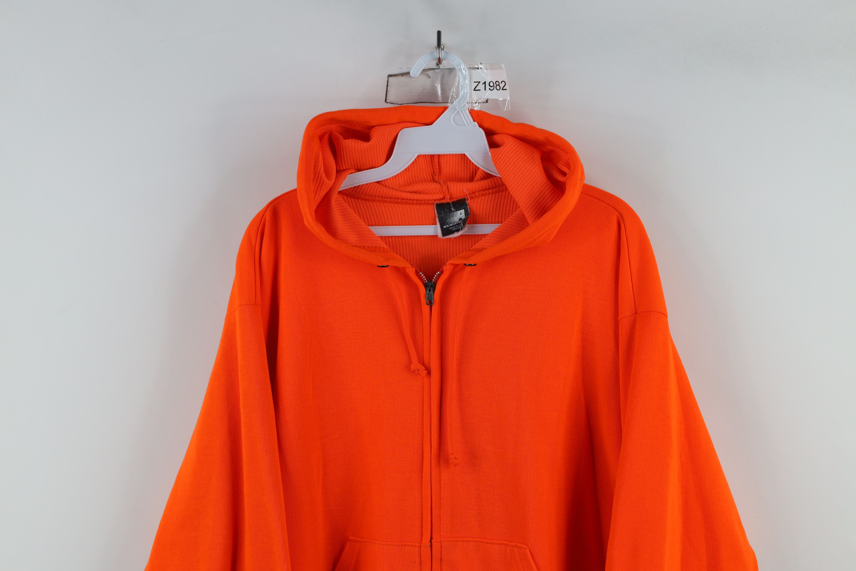 Vintage Vintage 70s 80s Streetwear Blank Zip Hoodie Blaze Orange USA Size US L / EU 52-54 / 3 - 2 Thumbnail