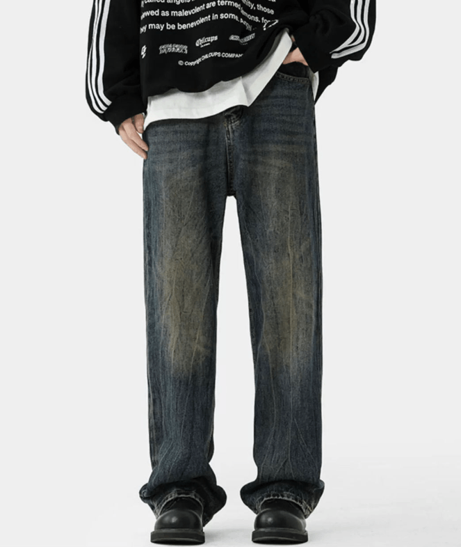 Jean American washed retro men's straight loose flared jeans Size US 32 / EU 48 - 1 Thumbnail
