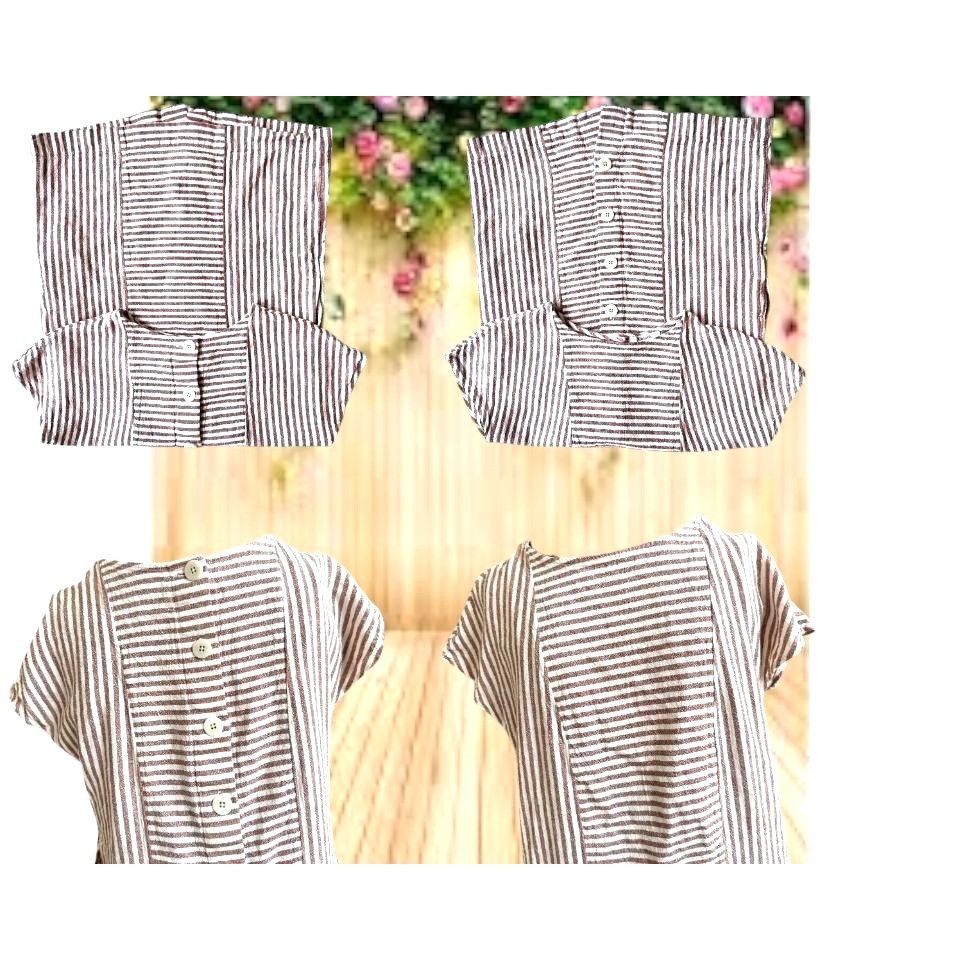 Madewell Madewell Striped Button Back Dress XS Extra Small Linen Blen Size XS / US 0-2 / IT 36-38 - 5 Thumbnail