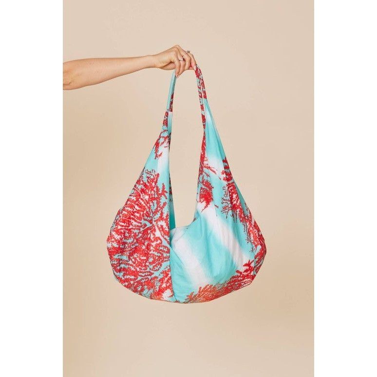 Other Boho Chic Coral Reef Print Hobo Bag - Beachy & Bold Aqua/Red Size ONE SIZE - 1 Preview