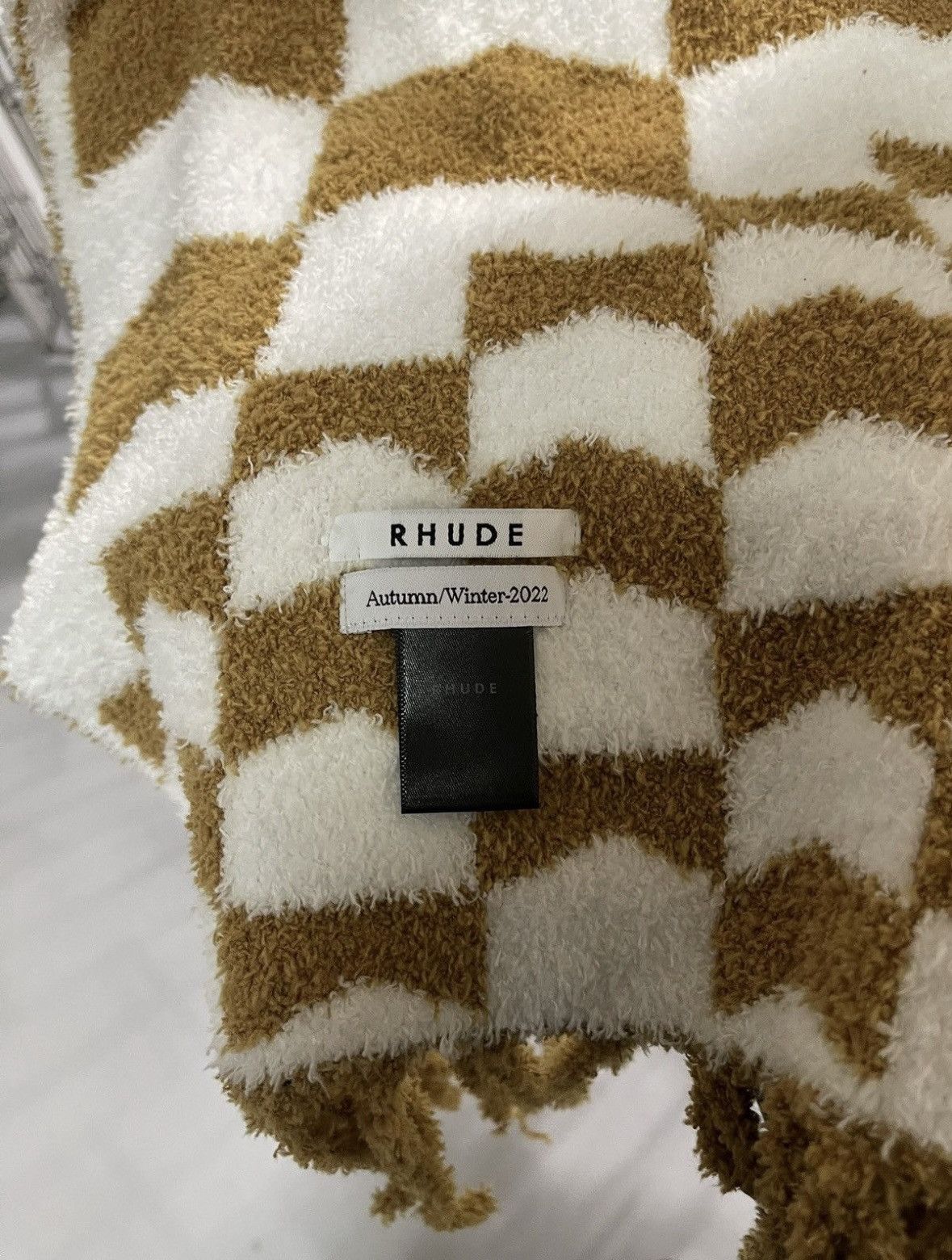 Rhude RHUDE AW22 Checkerboard Spellout oversized scarf Size ONE SIZE - 4 Thumbnail