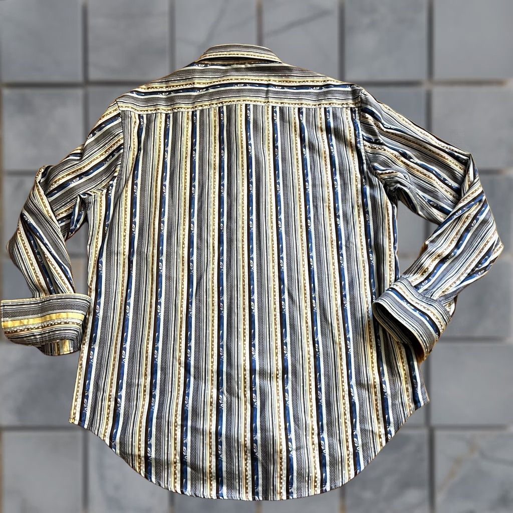 Robert Graham Robert Graham Shirt Mens Large Stripe Blue Gold Button Up Size US L / EU 52-54 / 3 - 1 Thumbnail