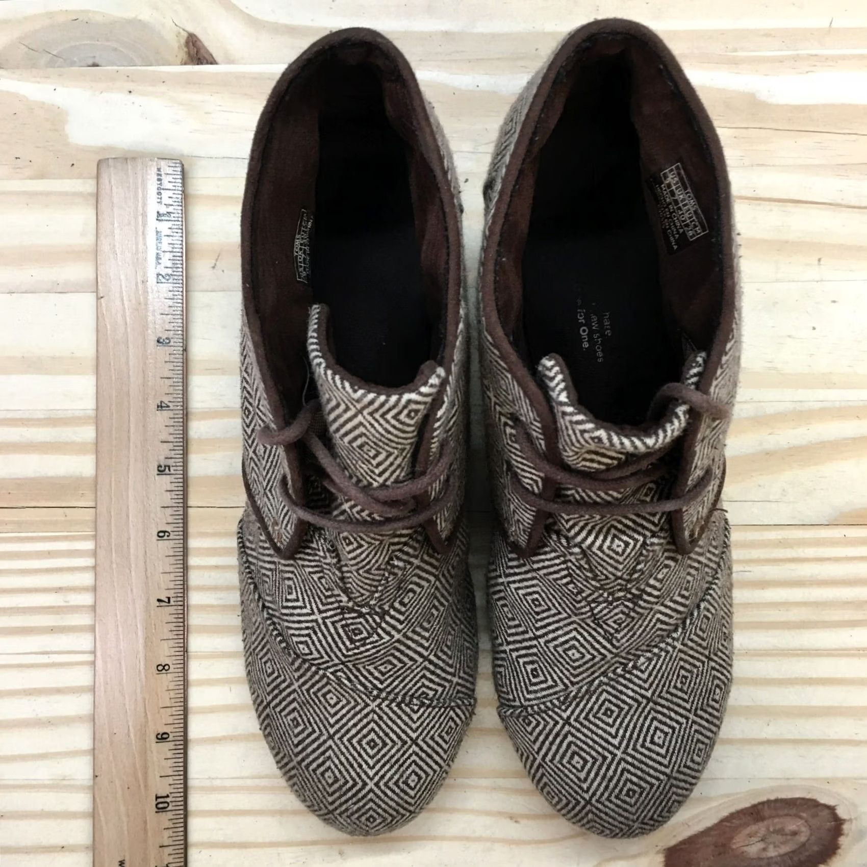 Toms Toms Boots Womens 9 Herringbone Desert Ankle Booties Brown Wedge Lace Up 690515 Size US 9 / IT 39 - 6 Thumbnail