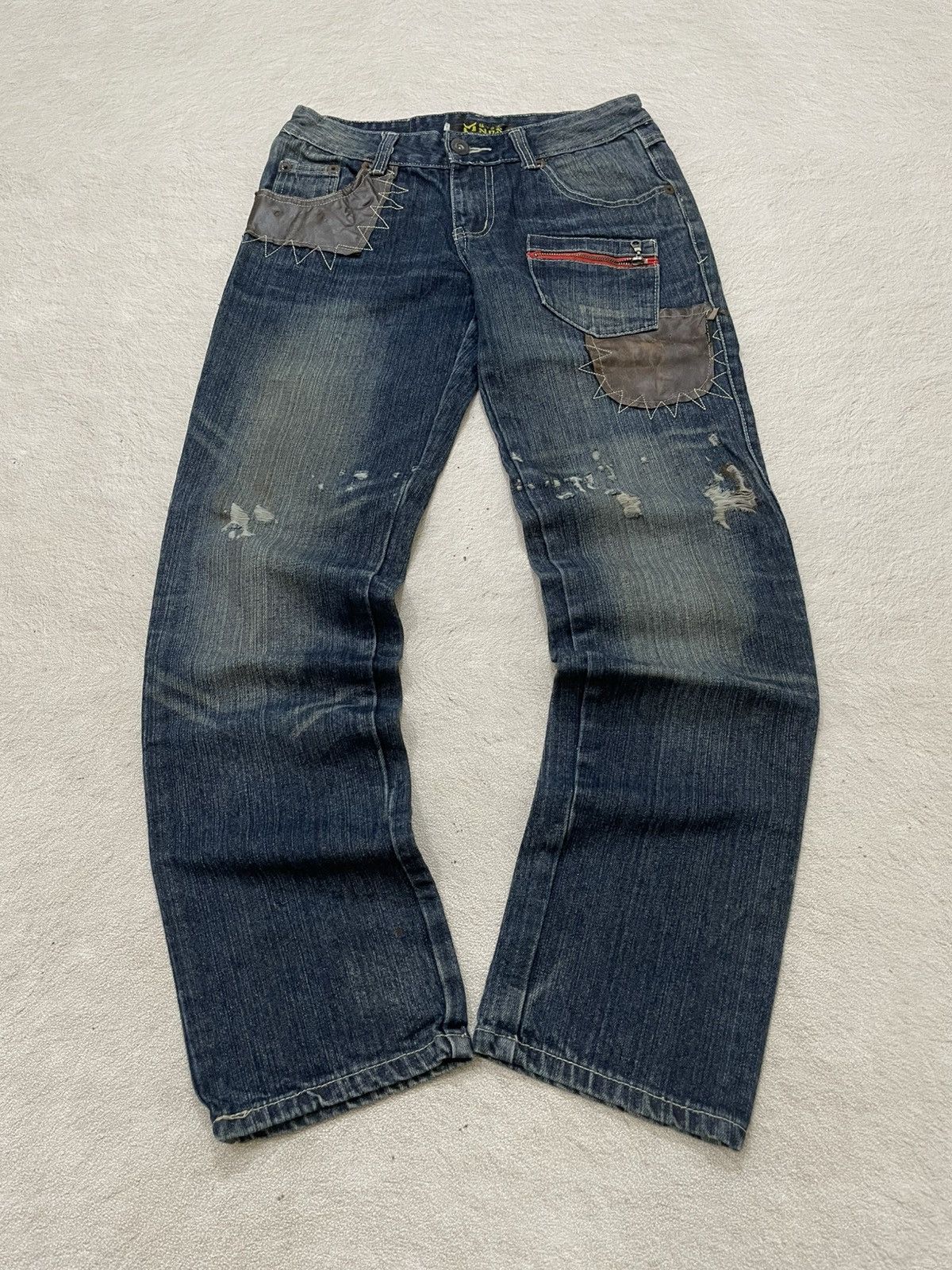 Japanese Brand 2000s Number Nine Multi Pocket Denim Ripped Fading Jeans Y2K Size US 29 - 1 Thumbnail