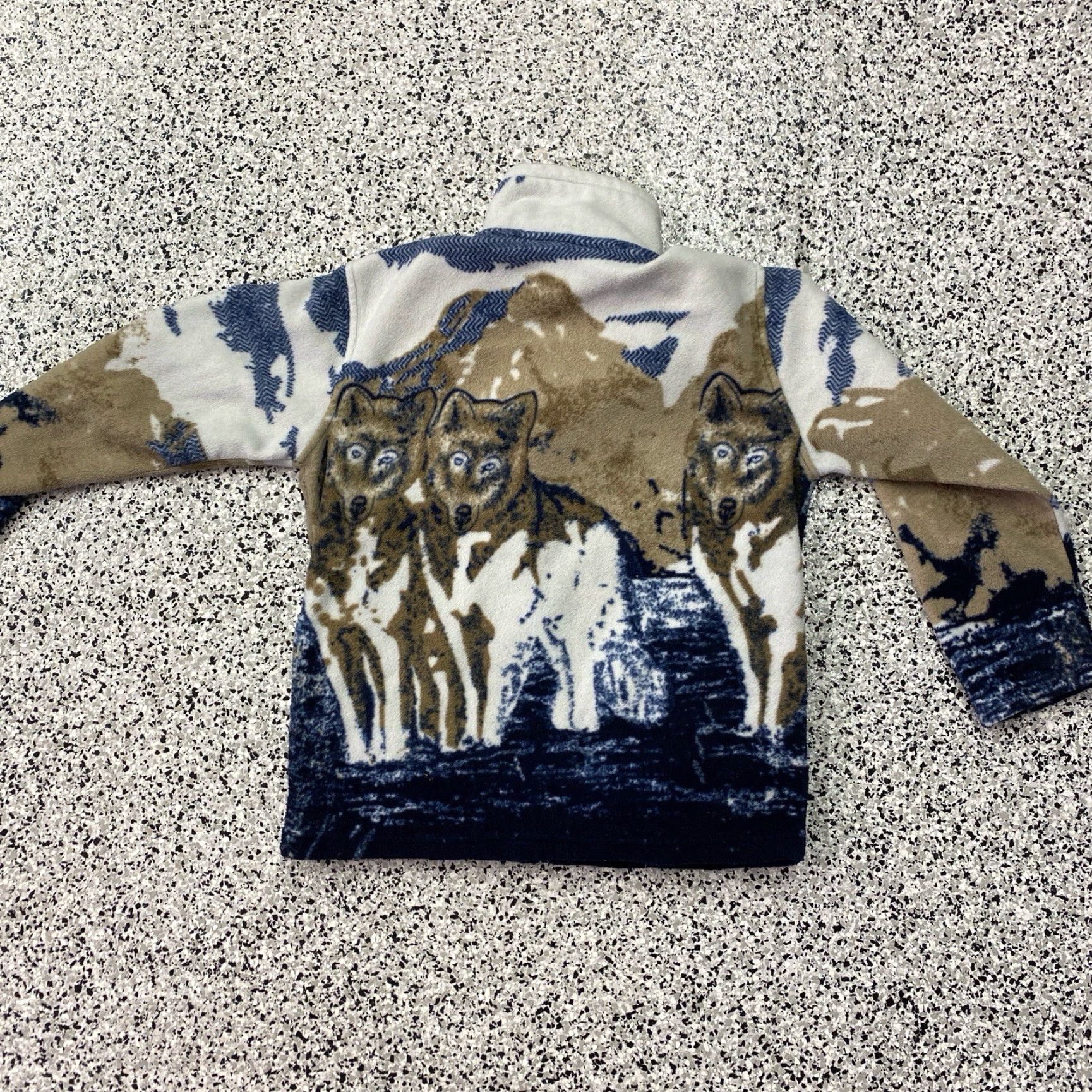 Vintage VINTAGE Fluid Wolf Western Graphic Fleece Zip Up Jacket Blue White Size S Size US S / EU 44-46 / 1 - 5 Thumbnail