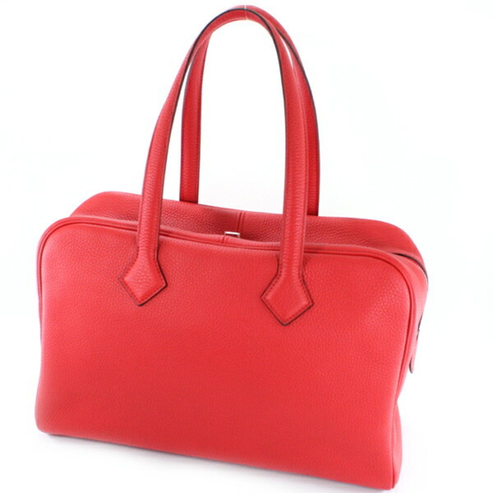 image of Hermes Bag Victoria 35 Red Rouge Coup Taurillon Clemence Handbag Shoulder Boston Hermes Leather Men