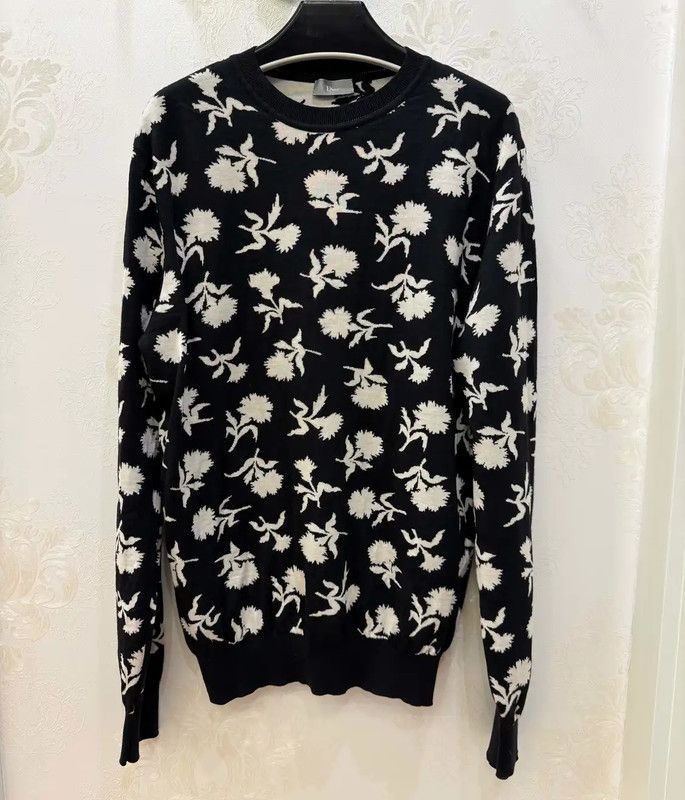 Dior Dior Black Wool Men's Long Sleeve Sweater 0089 Size US M / EU 48-50 / 2 - 1 Thumbnail