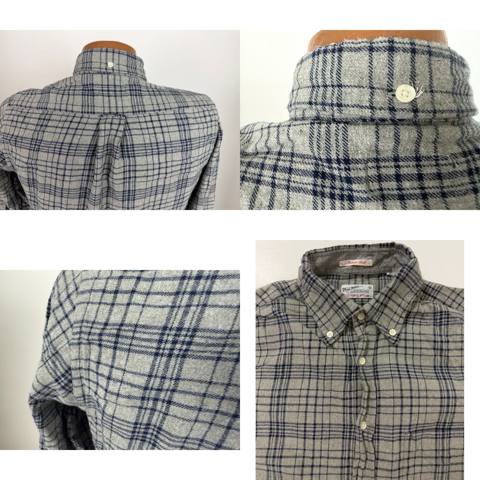 Gant VINTAGE Gant Rugger Melange Twill Shirt Men S Gray Plaid Cotton Flannel Button-Up Casual Outdoor Size US S / EU 44-46 / 1 - 8 Thumbnail