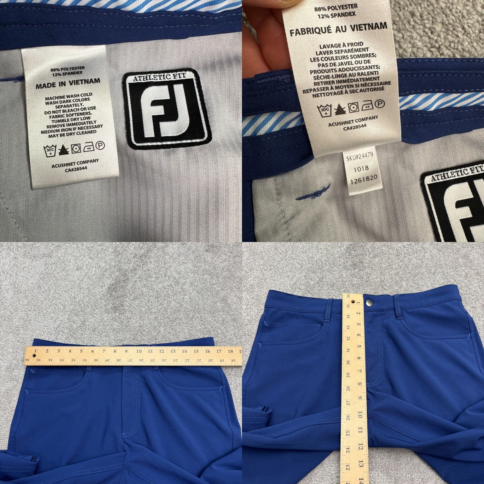 Footjoy FootJoy Athletic Fit Golf Pants Women 32 Blue Straight Leg High Rise 34x29.5 Size 24" / US 00 / IT 34 - 8 Thumbnail