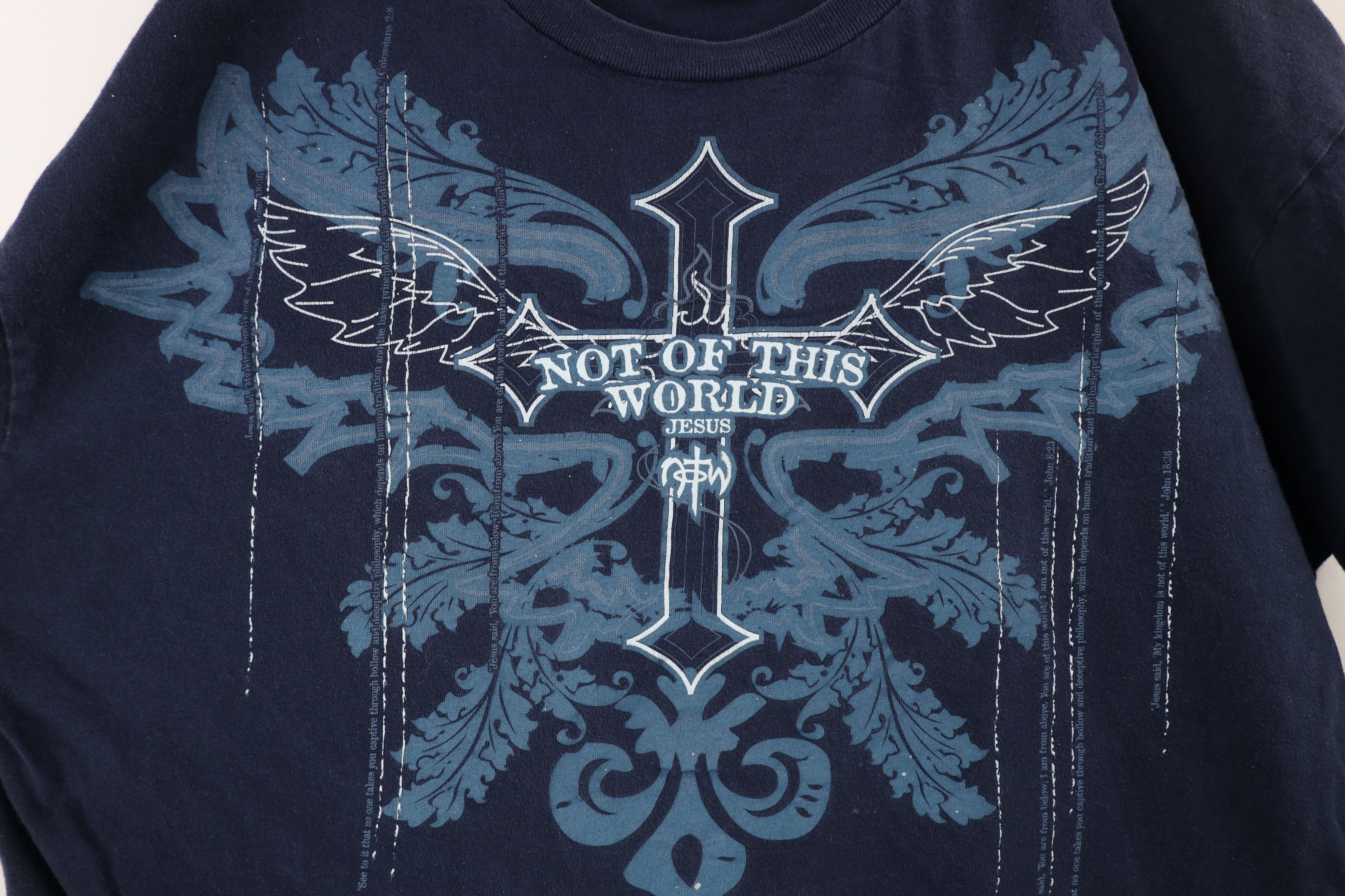Vintage Vintage Y2K Streetwear This World Jesus Cross Wings T-Shirt Size US XXL / EU 58 / 5 - 4 Thumbnail