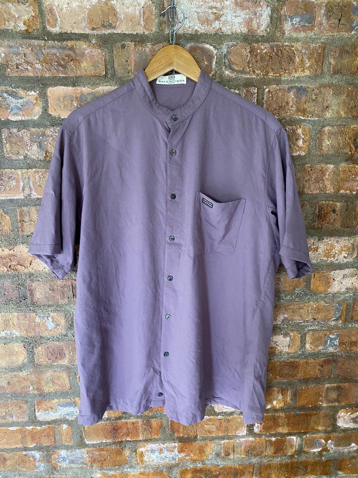 Balenciaga 1990s Balenciaga embroidered logo 100% wool shirt Size US L / EU 52-54 / 3 - 2 Thumbnail