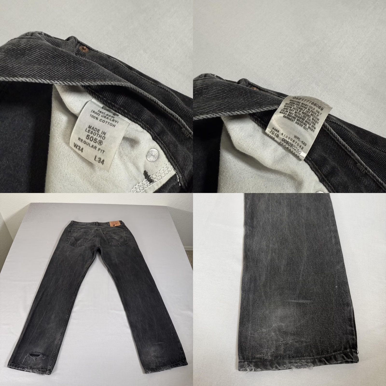 Levi's VINTAGE Levi's Jeans Mens 34x34 Black 505 Straight Fit Denim pants Y2K Size US 34 / EU 50 - 9 Thumbnail