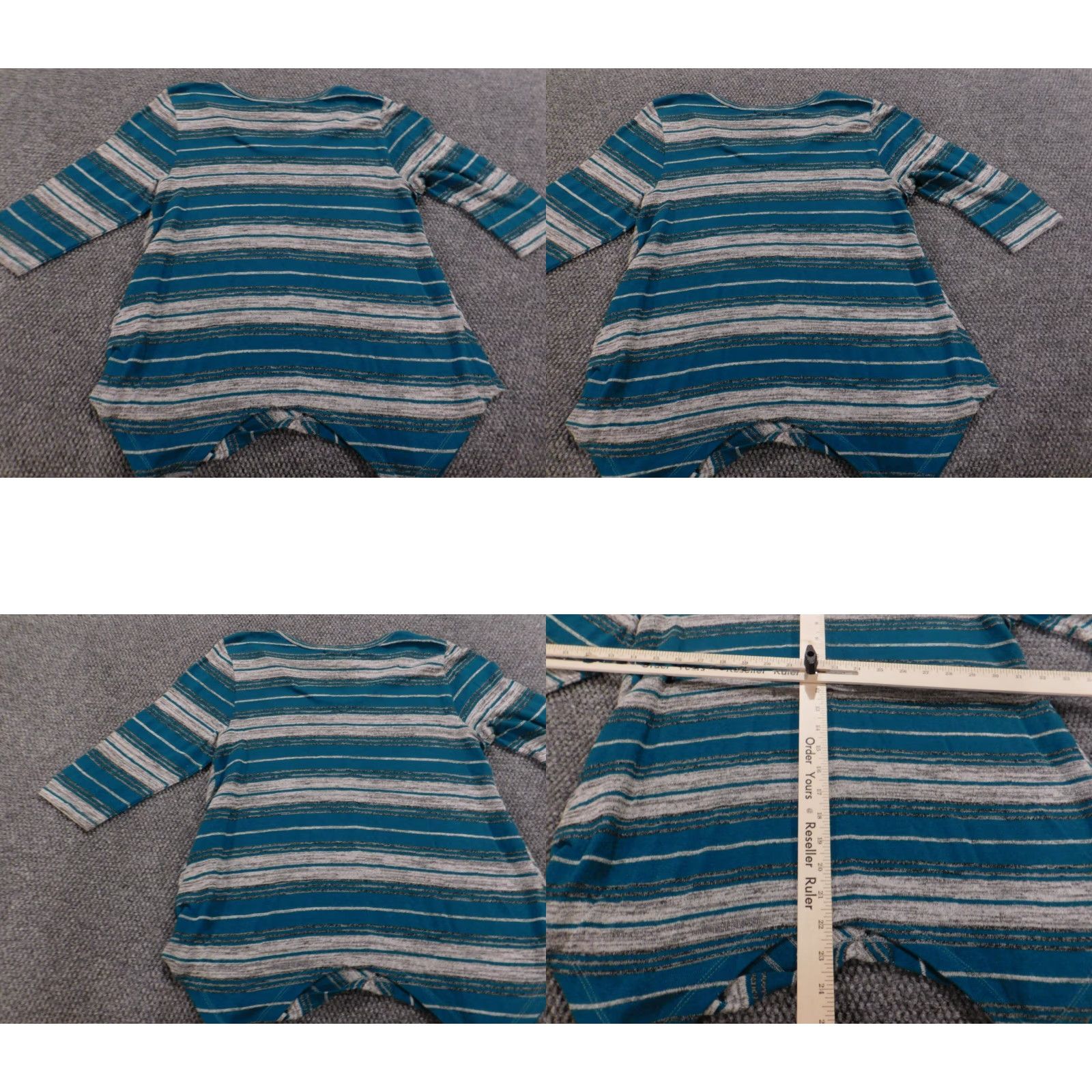 Vintage Signature Blouse Women 1X Green Striped Knit Raglan Long Sleeve Collared Pocket Modern 1X Plus Viscose Shirt Basic Casual Shirt Mens Womens Size XL / US 12-14 / IT 48-50 - 8 Thumbnail