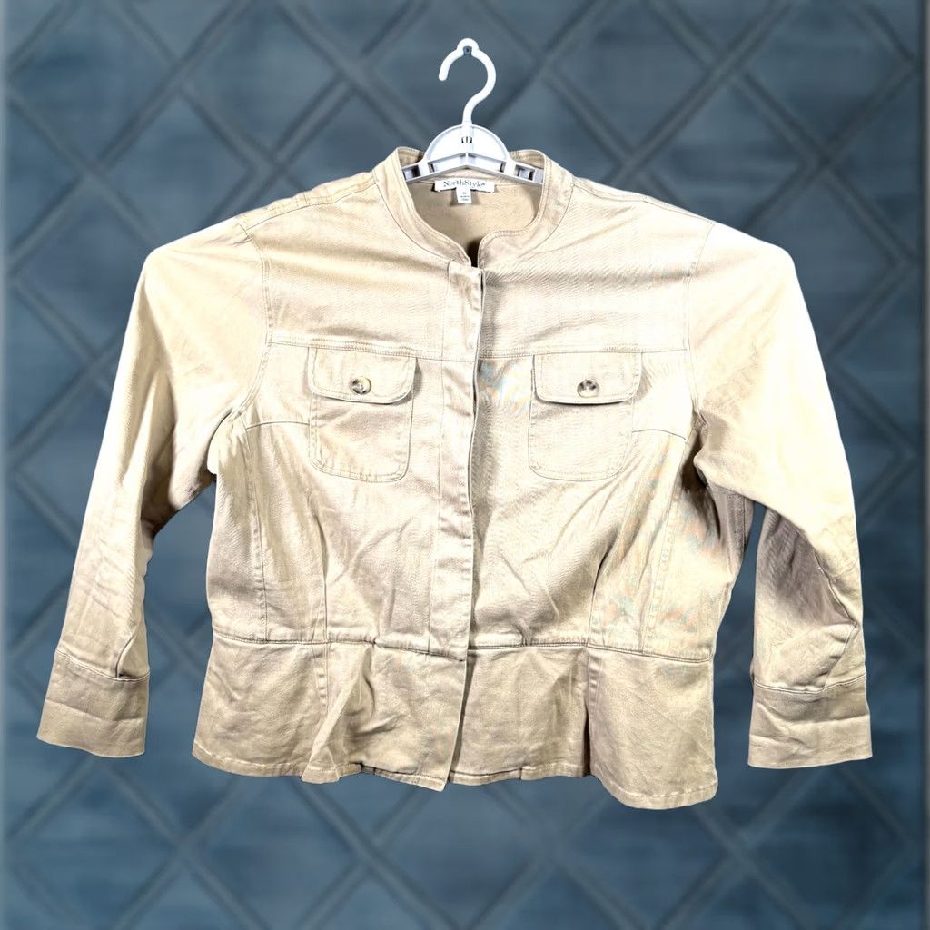 Vintage North Style Basic Jacket Women 1X Brown Canvas Front Pockets Outdoor Casual Jacket Size XL / US 12-14 / IT 48-50 - 1 Thumbnail