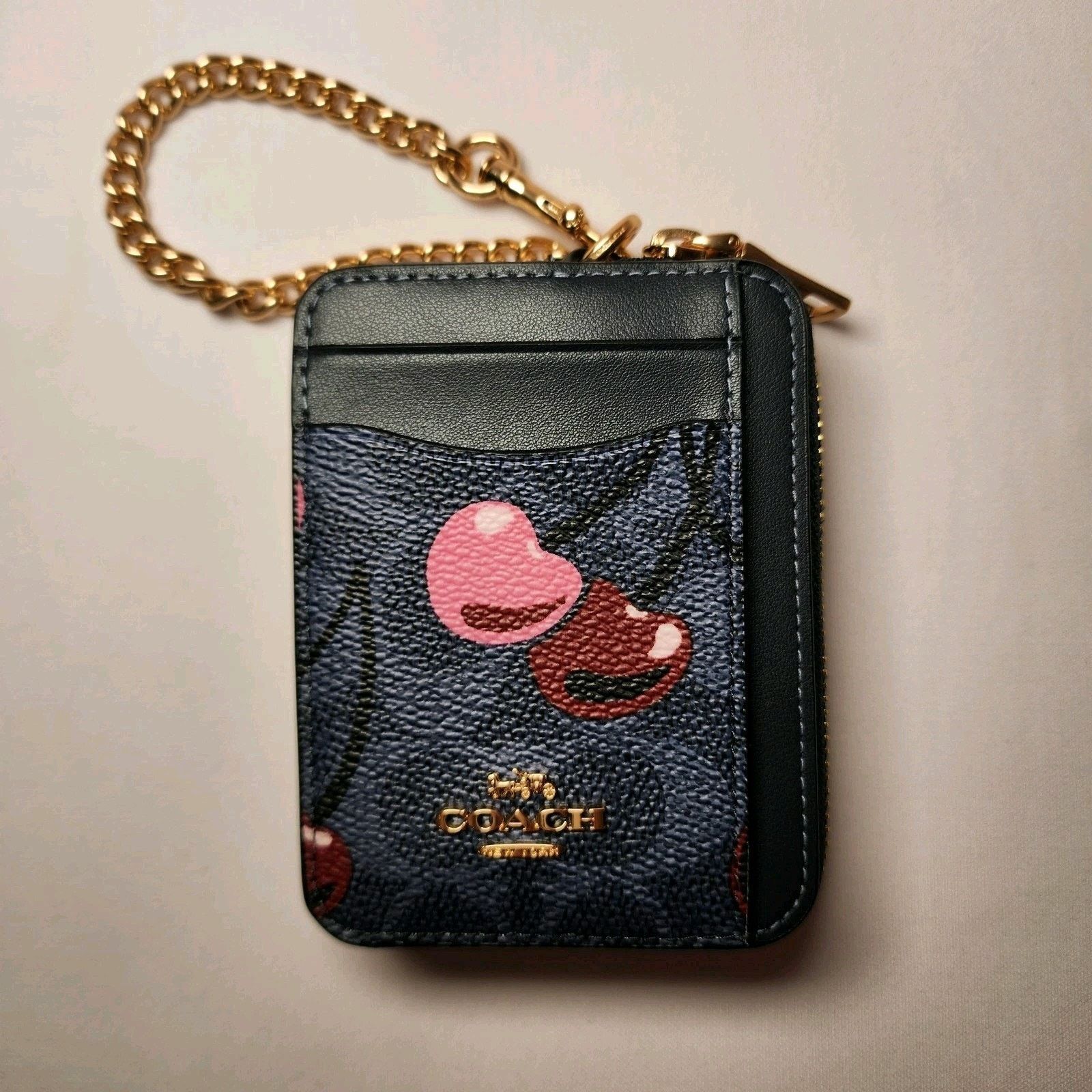 Coach NWT Coach CZ468 Zip Card Case Signature Canvas Cherry Denim Size ONE SIZE - 1 Thumbnail
