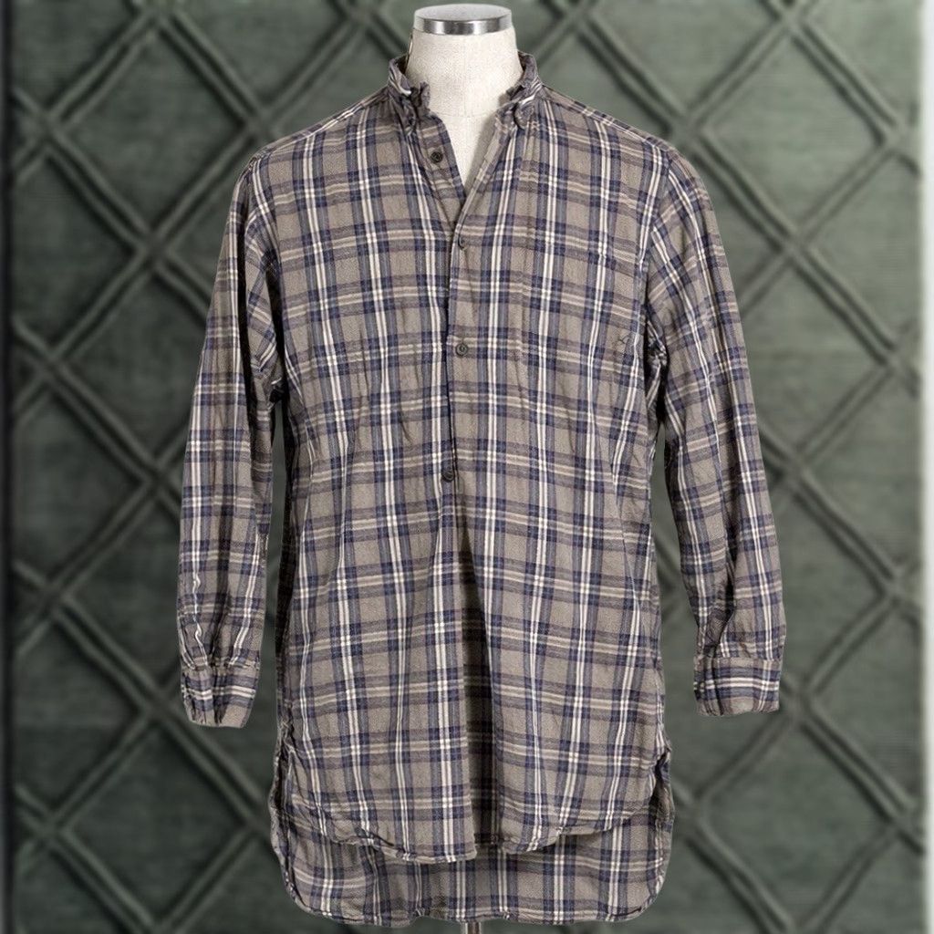 Vintage VINTAGE French 50s Plaid Woven Thick Cotton Work Pullover Peasant Shirt ELTVA Sz 38 Mens Size US M / EU 48-50 / 2 - 1 Thumbnail
