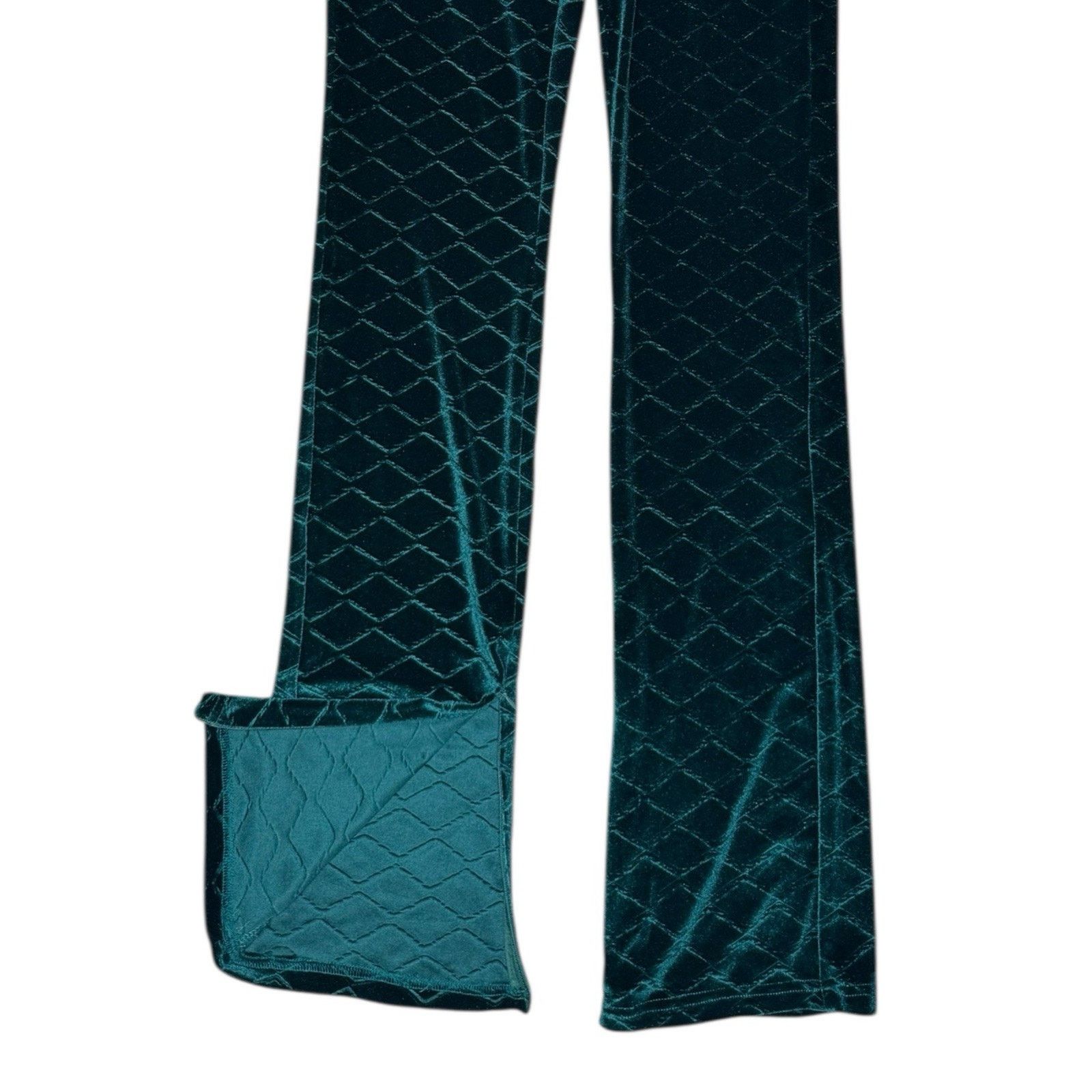Other Weili Zheng NEW Embossed Velvet Straight leg Pants Green XS Size 24" / US 00 / IT 34 - 3 Thumbnail