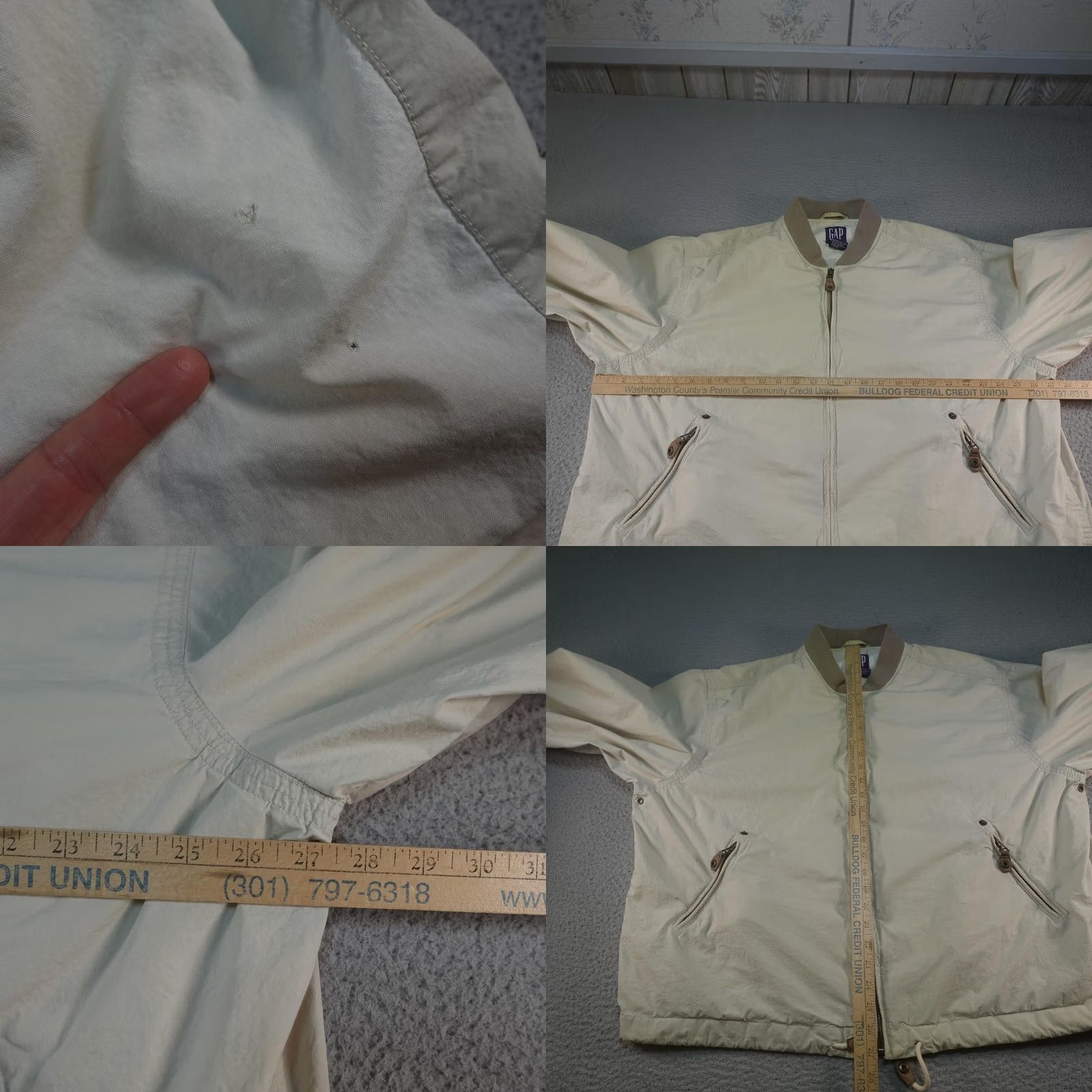 Gap VINTAGE Gap Bomber Jacket Mens Large Beige Lightweight 90s Sailing Nautical Navy Blue? Size US L / EU 52-54 / 3 - 9 Thumbnail