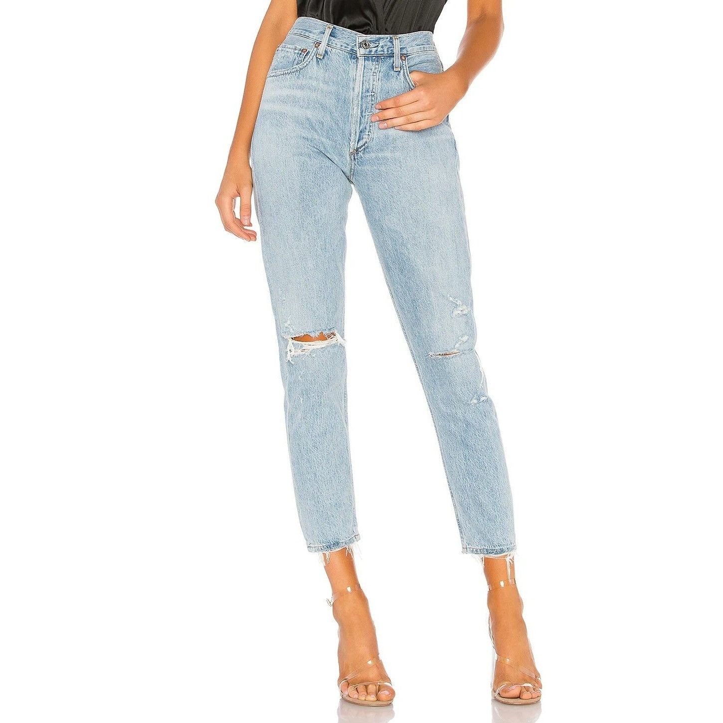 Agolde AGOLDE Jamie High Rise Jeans Shakedown Womens 31 Distressed Size 31" - 15 Thumbnail
