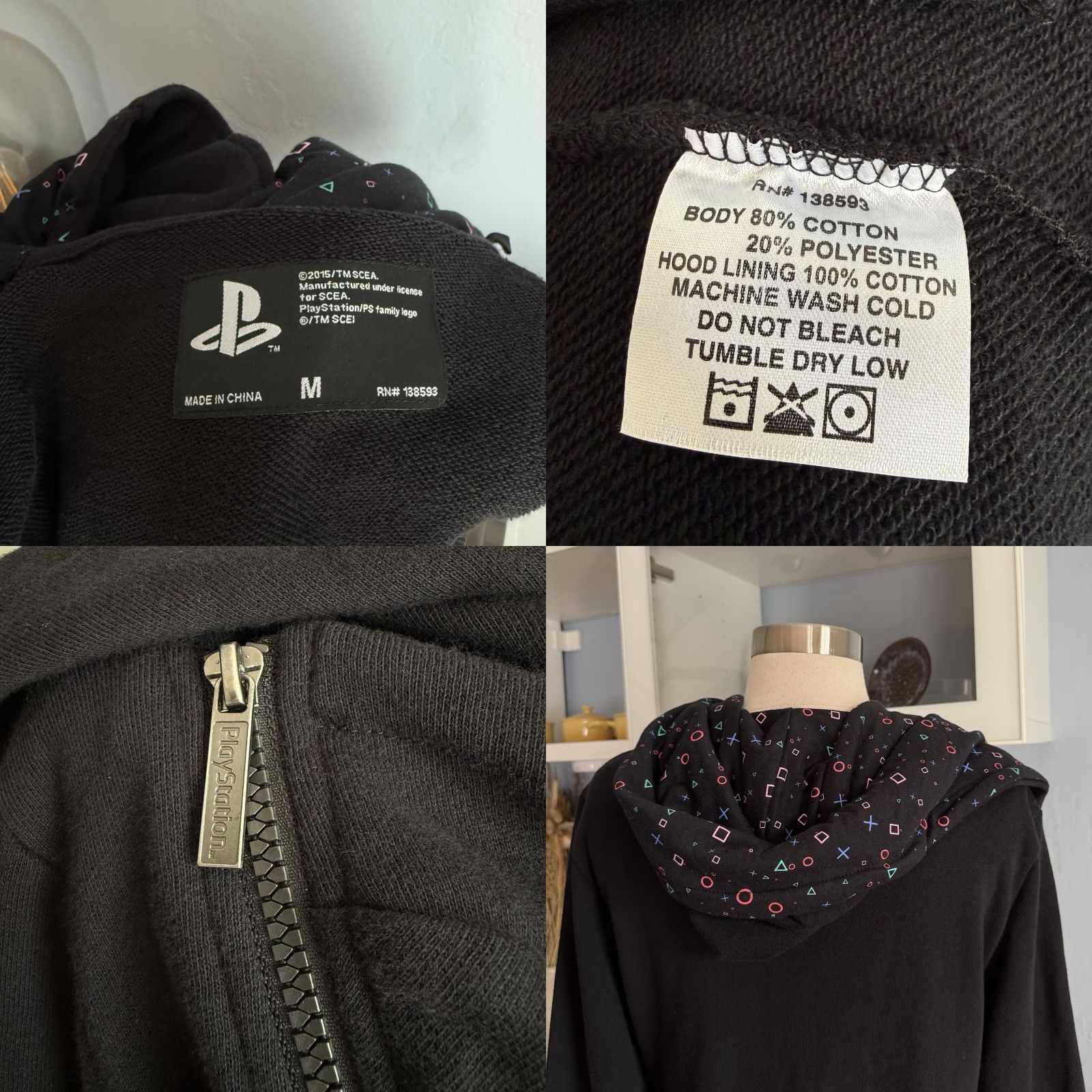 Vintage VINTAGE PlayStation Hoodie Symbols Fizz Angl Women’s M Zipper Black Size M / US 6-8 / IT 42-44 - 8 Thumbnail