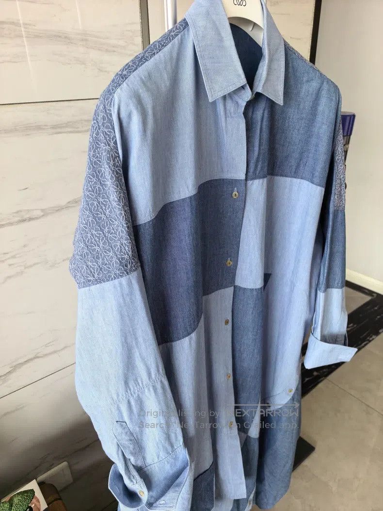 Loewe Loewe Denim Shirt Dress with Full Logo on Back Size XXS / US 00 / IT 34 - 8 Thumbnail