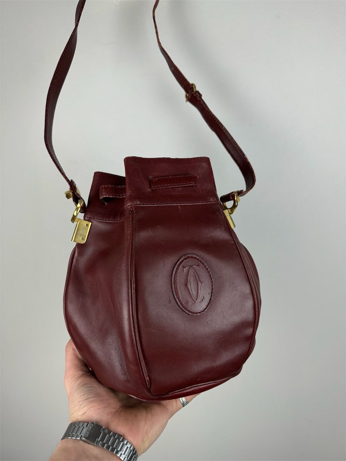 Cartier Vintage leather bag Cartier Bucket bag original luxury item Size ONE SIZE - 2 Thumbnail
