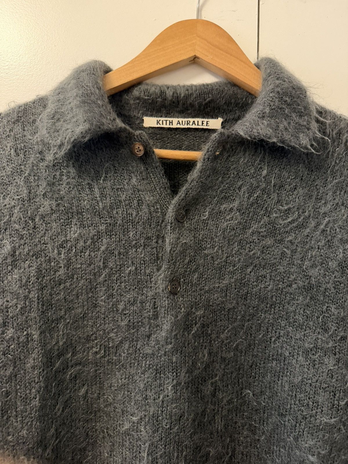 Auralee × Kith Brushed Super Kid Mohair Knit Polo, size 4 Size US L / EU 52-54 / 3 - 9 Thumbnail