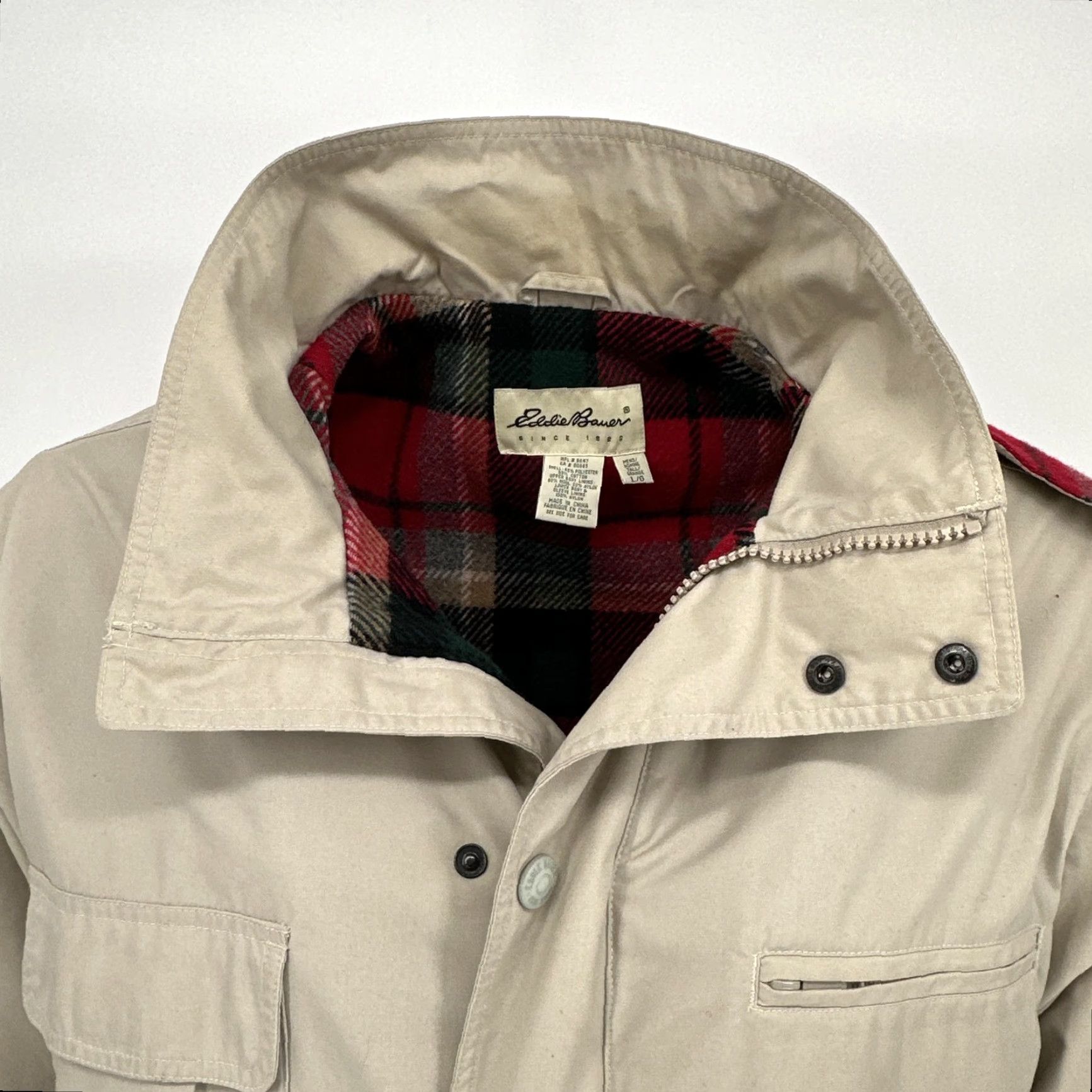 Eddie Bauer VINTAGE Eddie Bauer Coat Mens LT Beige Hooded Parka Wool Lined Field Jacket Size US L / EU 52-54 / 3 - 2 Thumbnail