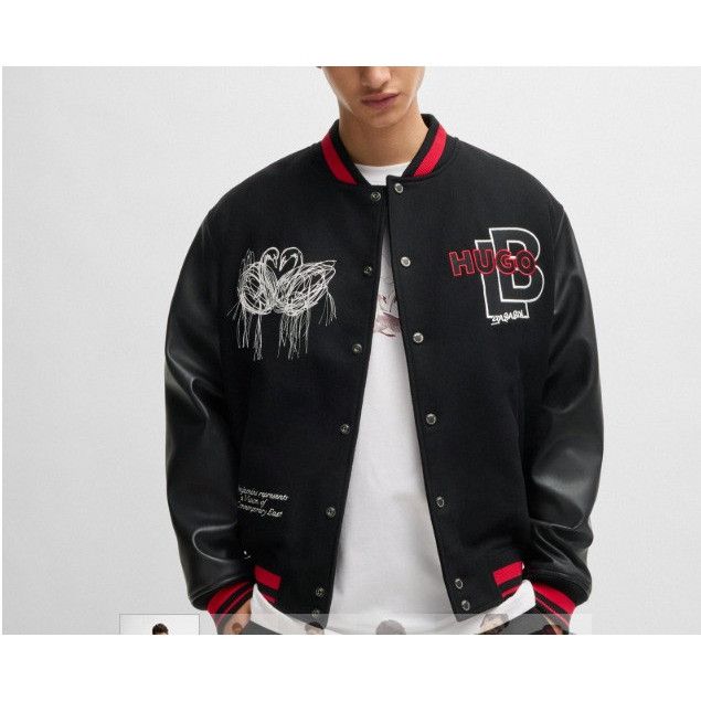 Hugo Boss HUGO Boss x LES BENJAMINS Wool Leather Bomber Jacket sz XL N Size US XL / EU 56 / 4 - 2 Thumbnail
