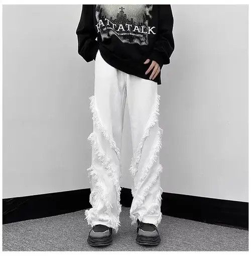 Men Solid Ragged Edge Straight Jeans