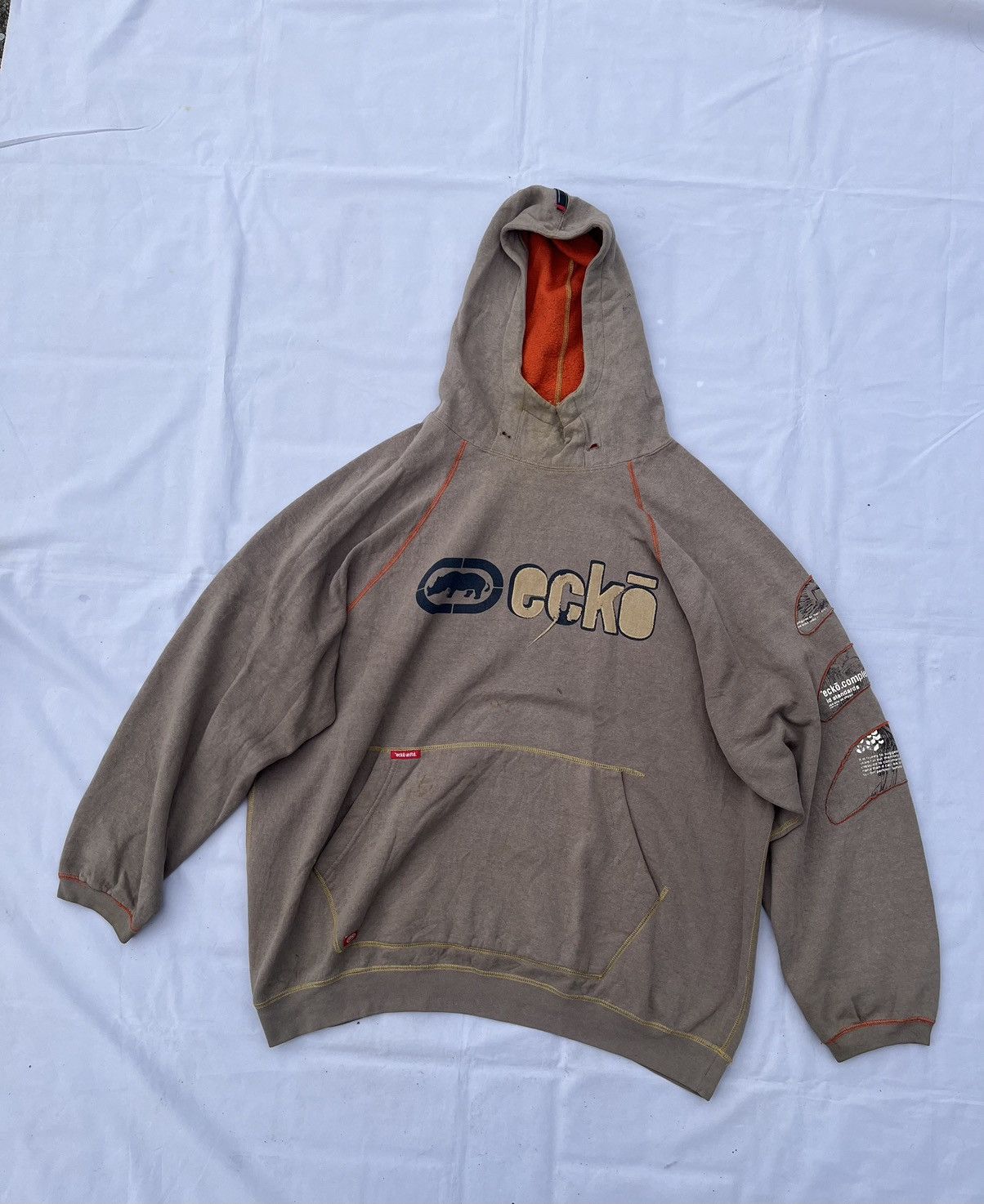 Ecko Unltd. Ecko Patchwork Unltd Faded Hoodie Jacket 90s Vintage Size US XL / EU 56 / 4 - 1 Thumbnail